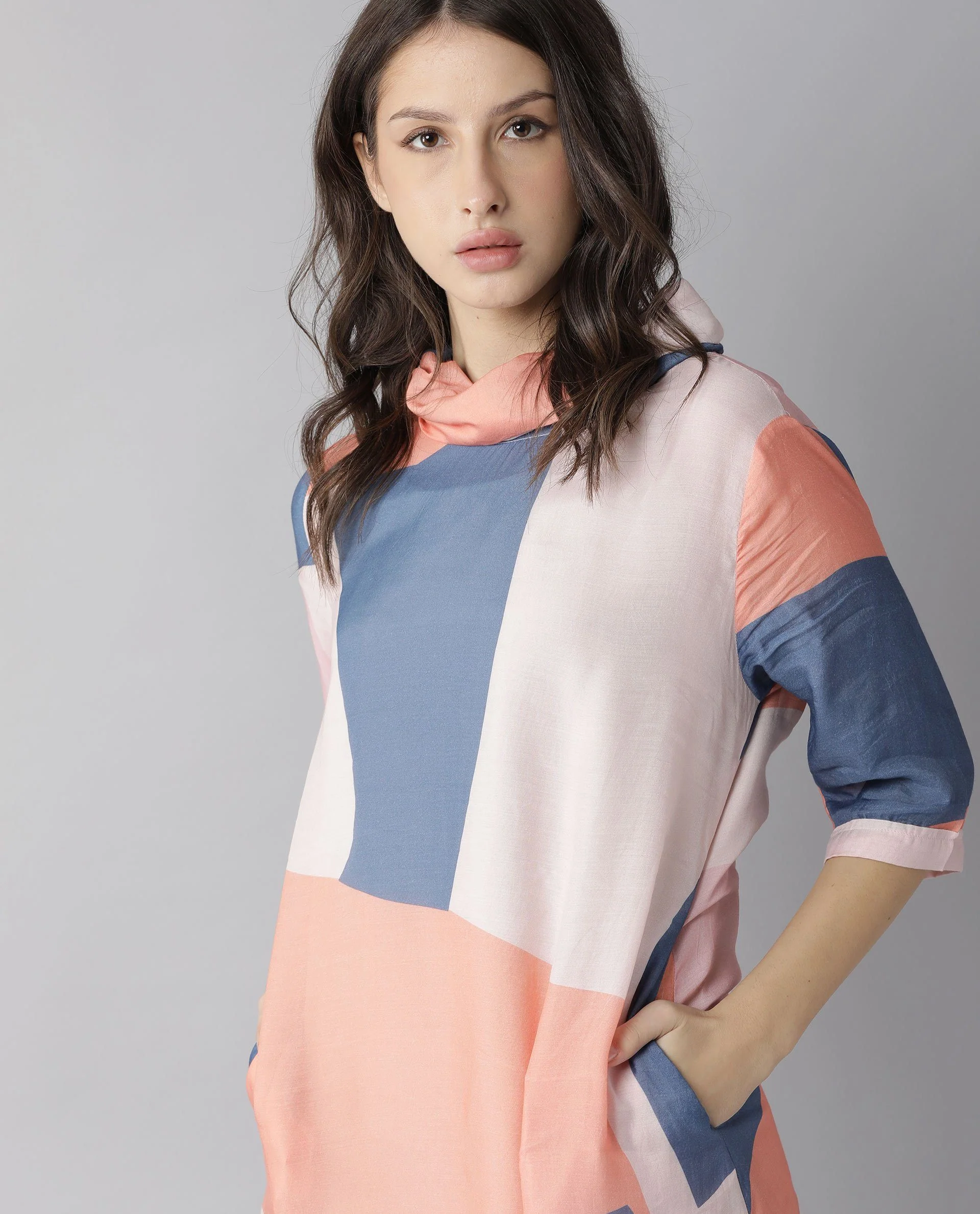 Rareism Women Venus Peach Dress Short Sleeves Printed - Image 4