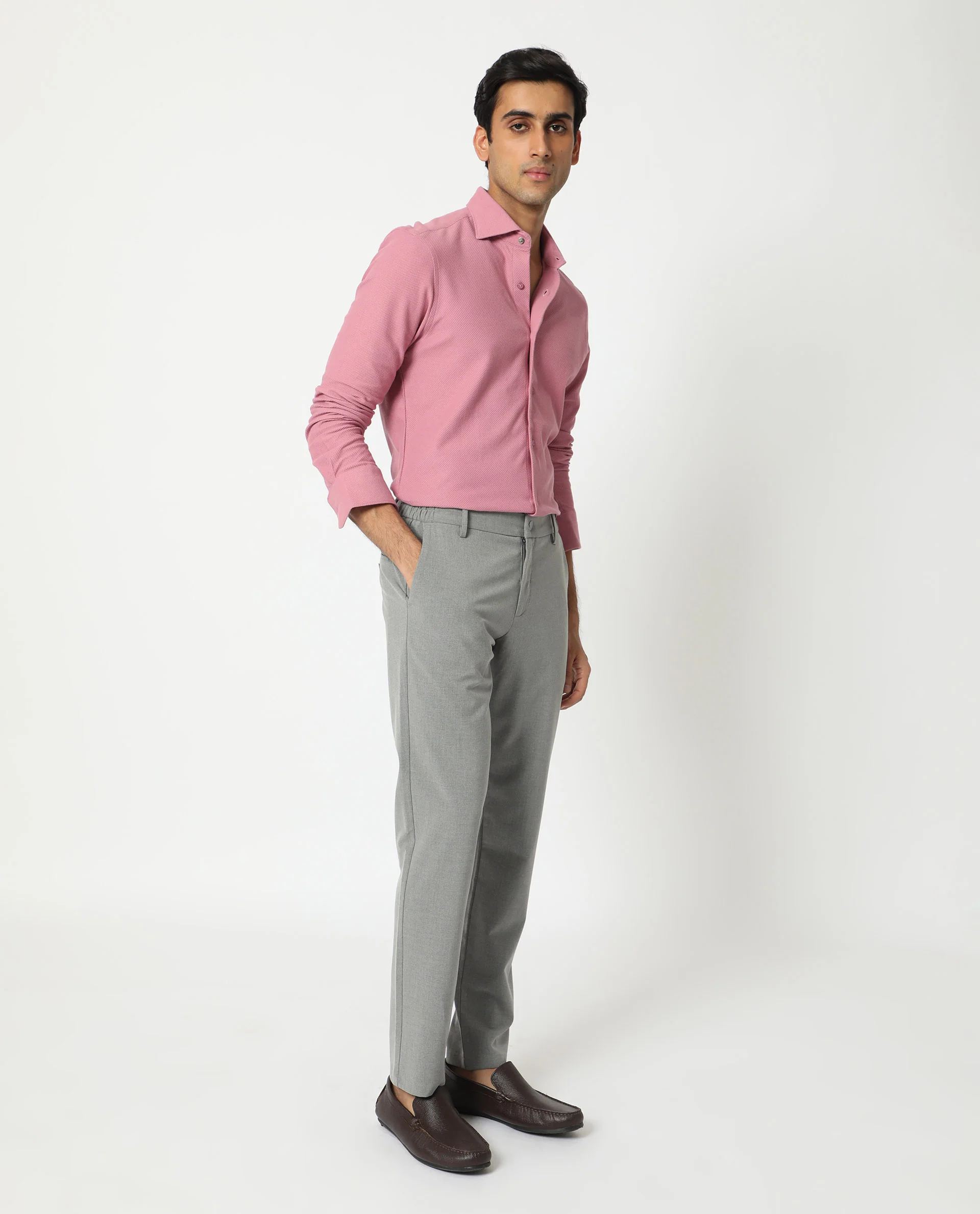 Rare Rabbit Men's Venziya Pink Cotton Plain Regular Fit Full Sleeve Collared Shirt - Image 10