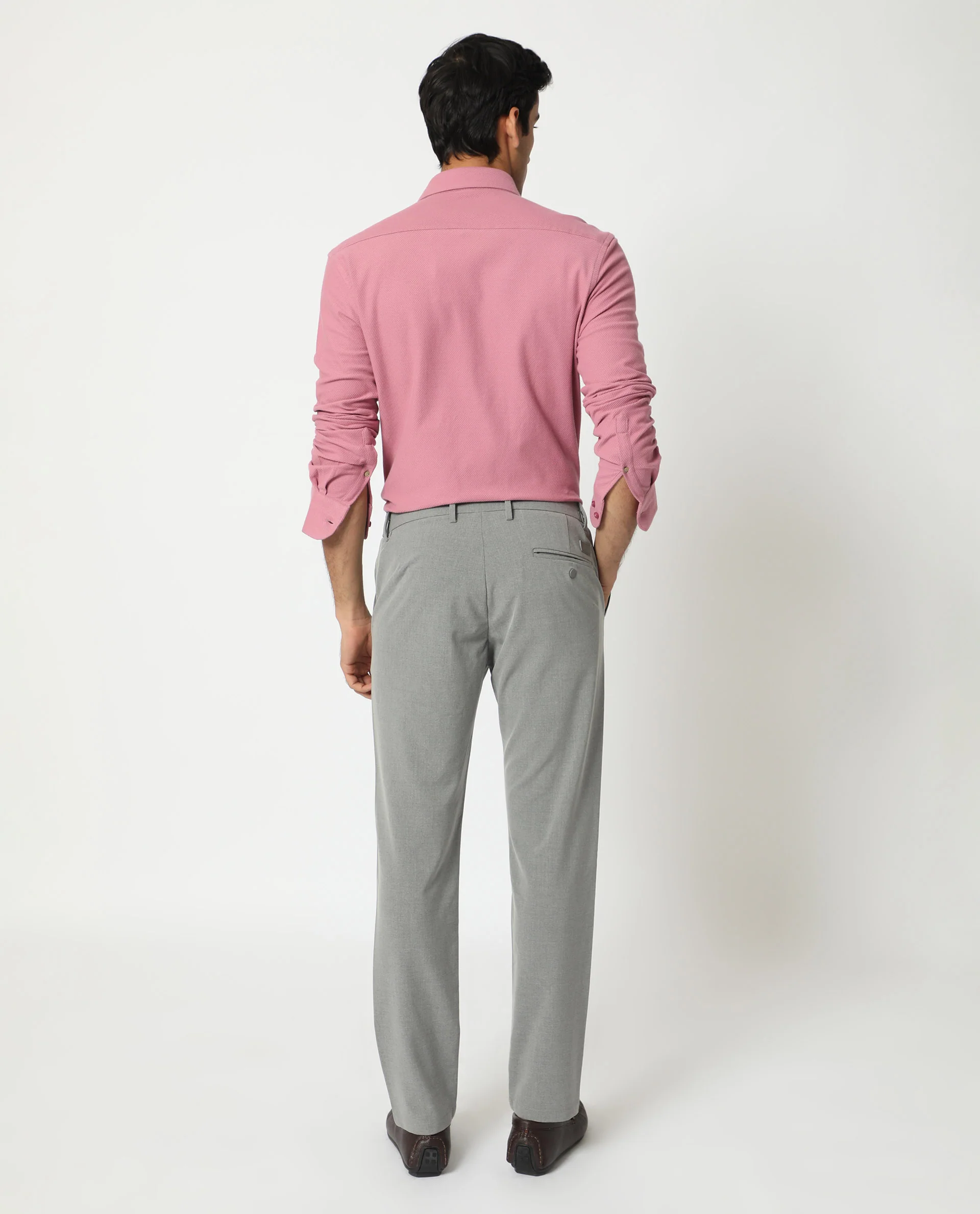 Rare Rabbit Men's Venziya Pink Cotton Plain Regular Fit Full Sleeve Collared Shirt - Image 12