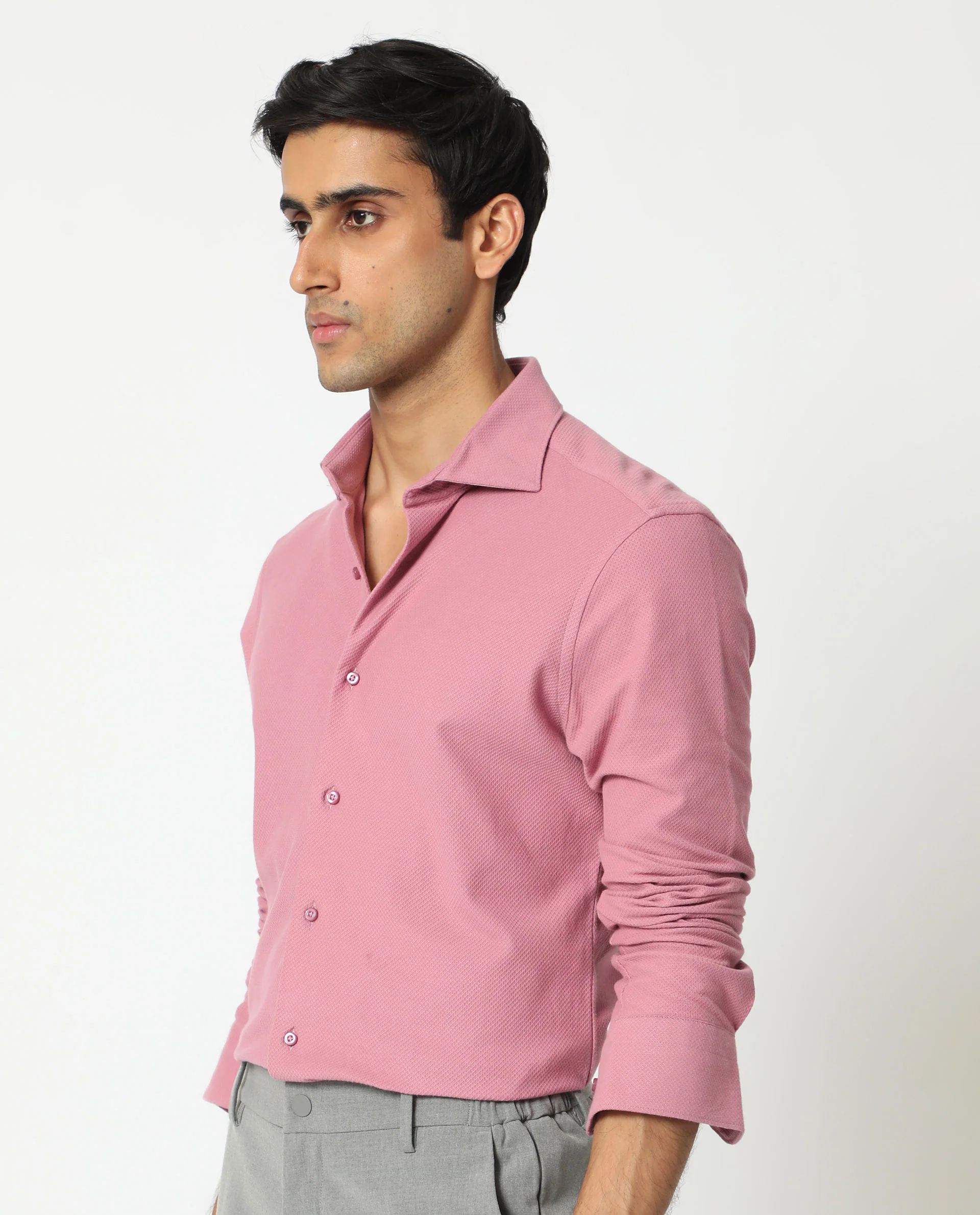 Rare Rabbit Men's Venziya Pink Cotton Plain Regular Fit Full Sleeve Collared Shirt - Image 7