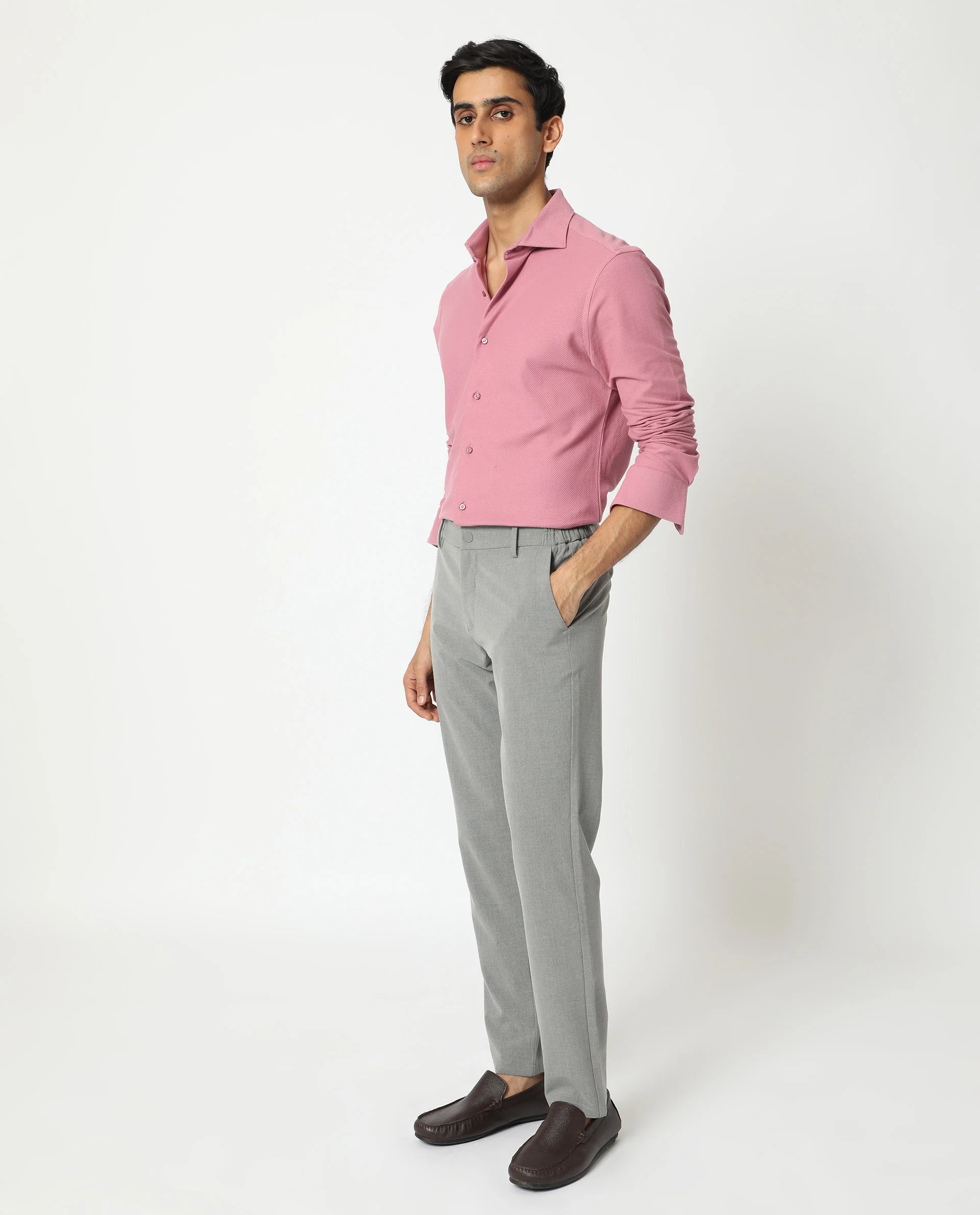 Rare Rabbit Men's Venziya Pink Cotton Plain Regular Fit Full Sleeve Collared Shirt - Image 9