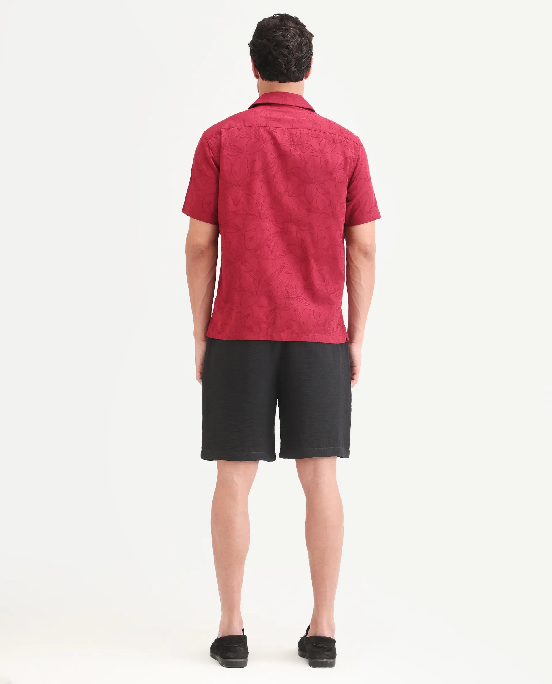 Rare Rabbit Men's Veon-St Black Viscose Blend Fabric Relaxed Fit Plain Shorts - Image 8