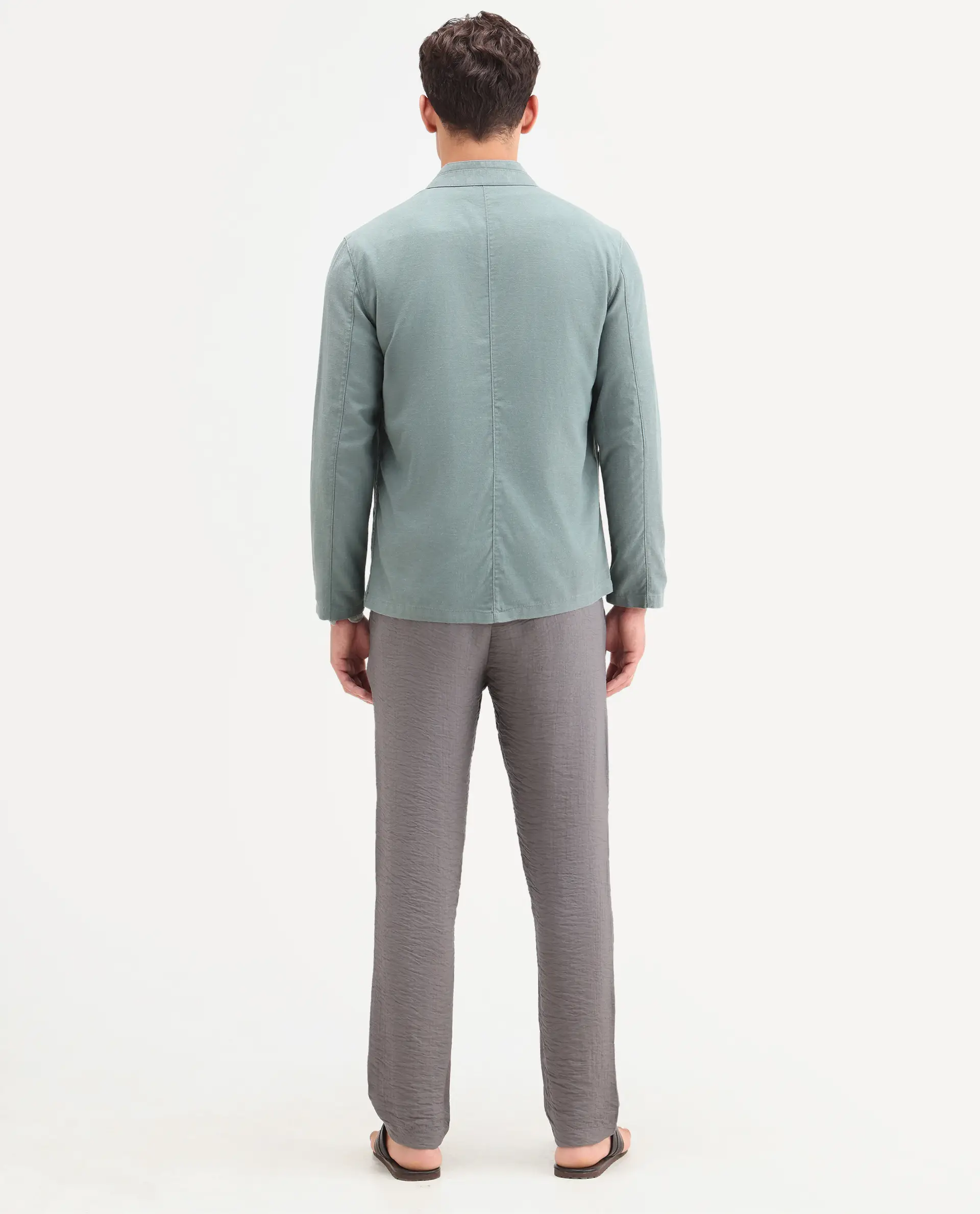 Rare Rabbit Men's Veon-T Dusky Grey Viscose Blend Fabric Regular Fit Plain Trouser - Image 7