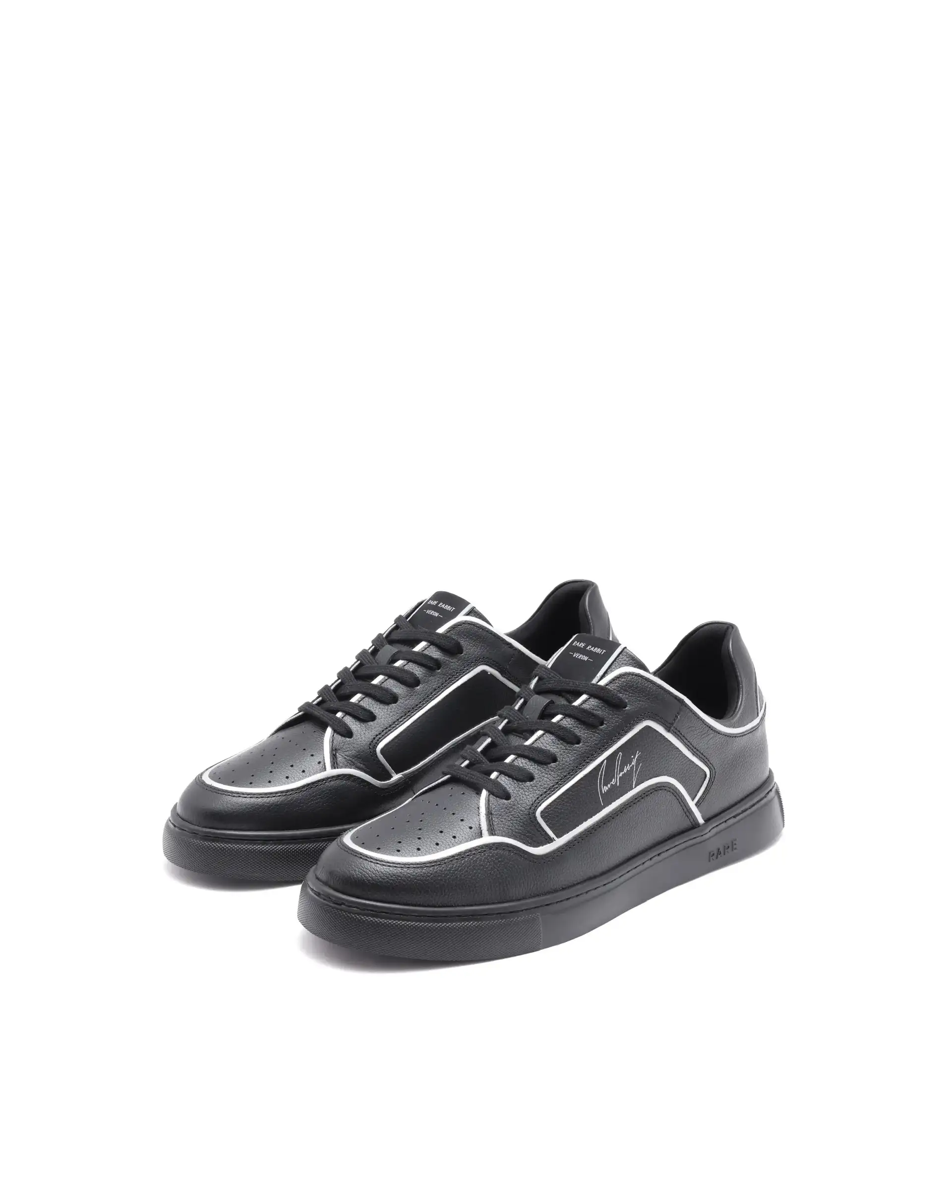 Rare Rabbit Men Veron Black Genuine Leather Dual Tone Low-Top Lace-Up Shoes - Image 3
