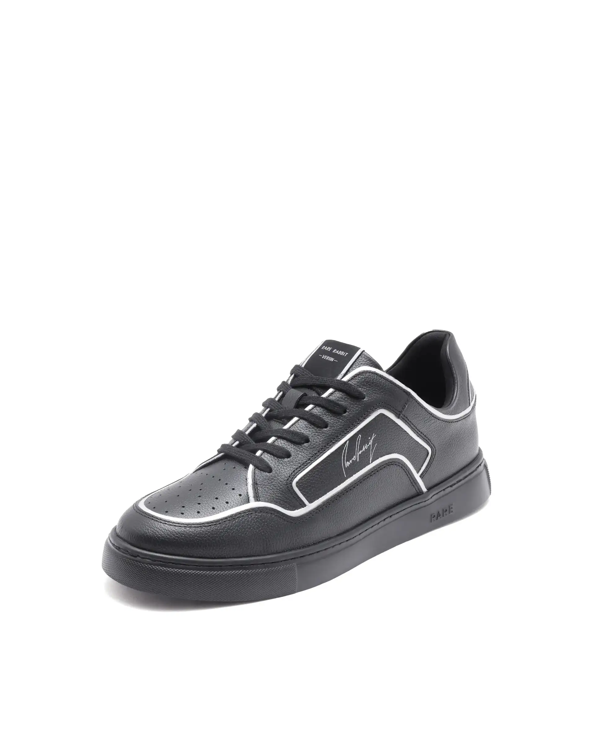 Rare Rabbit Men Veron Black Genuine Leather Dual Tone Low-Top Lace-Up Shoes - Image 4