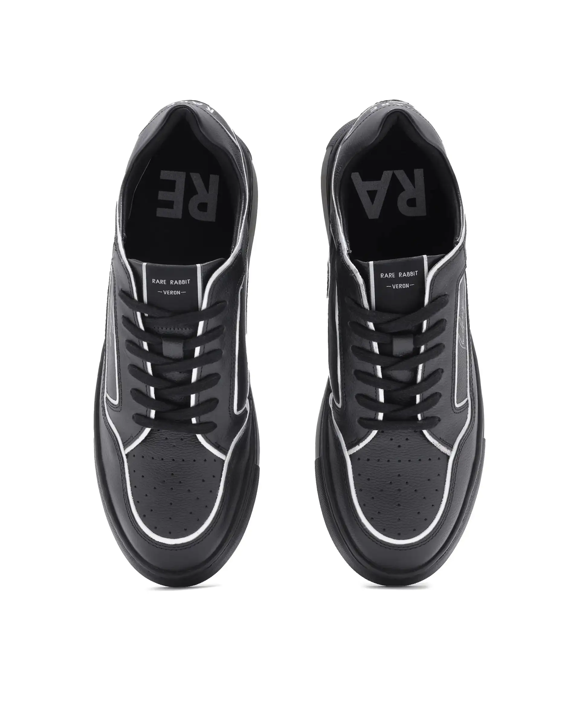 Rare Rabbit Men Veron Black Genuine Leather Dual Tone Low-Top Lace-Up Shoes - Image 5