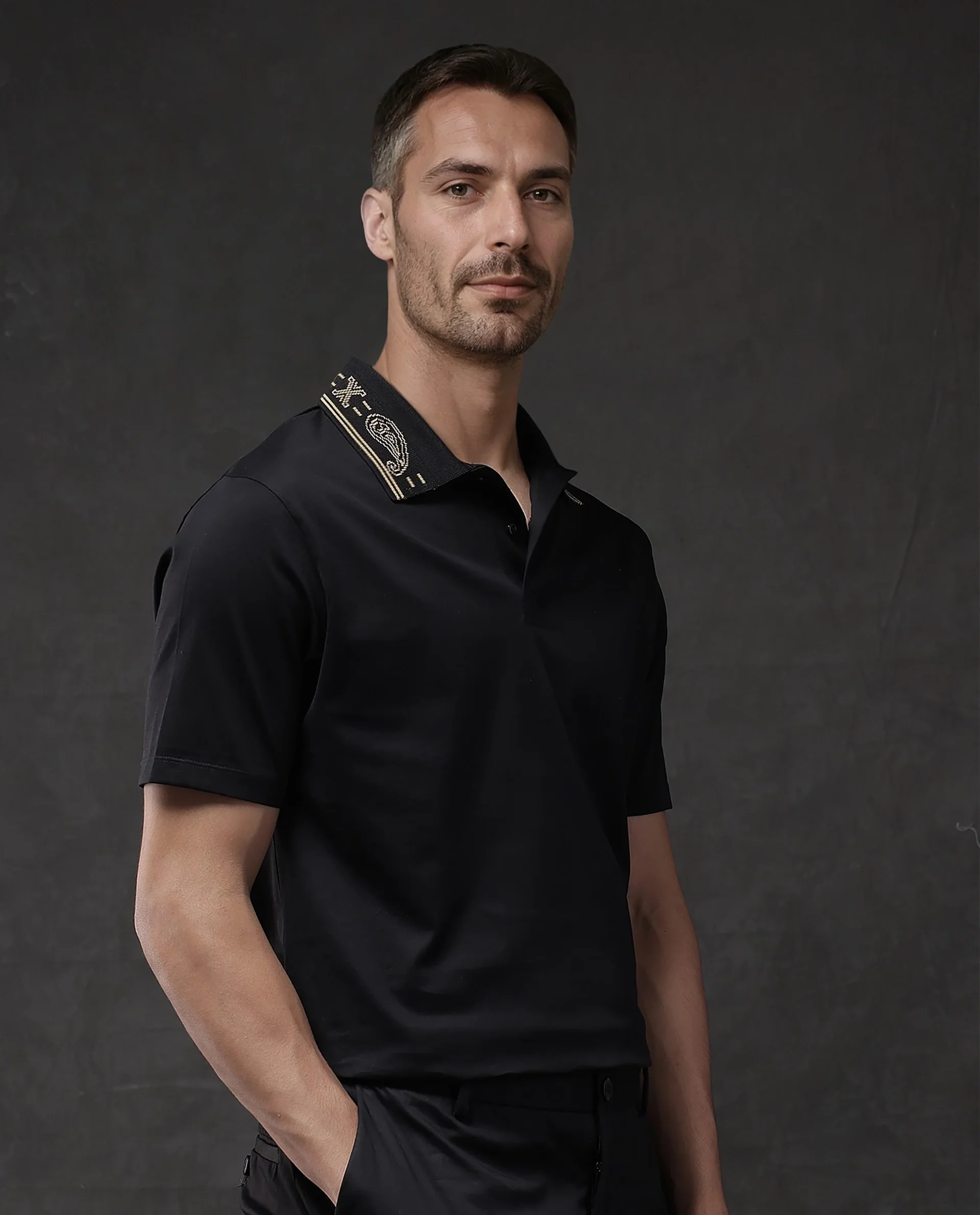 Rare Rabbit Men's Plain Regular Fit Half Sleeve Polo - Image 4