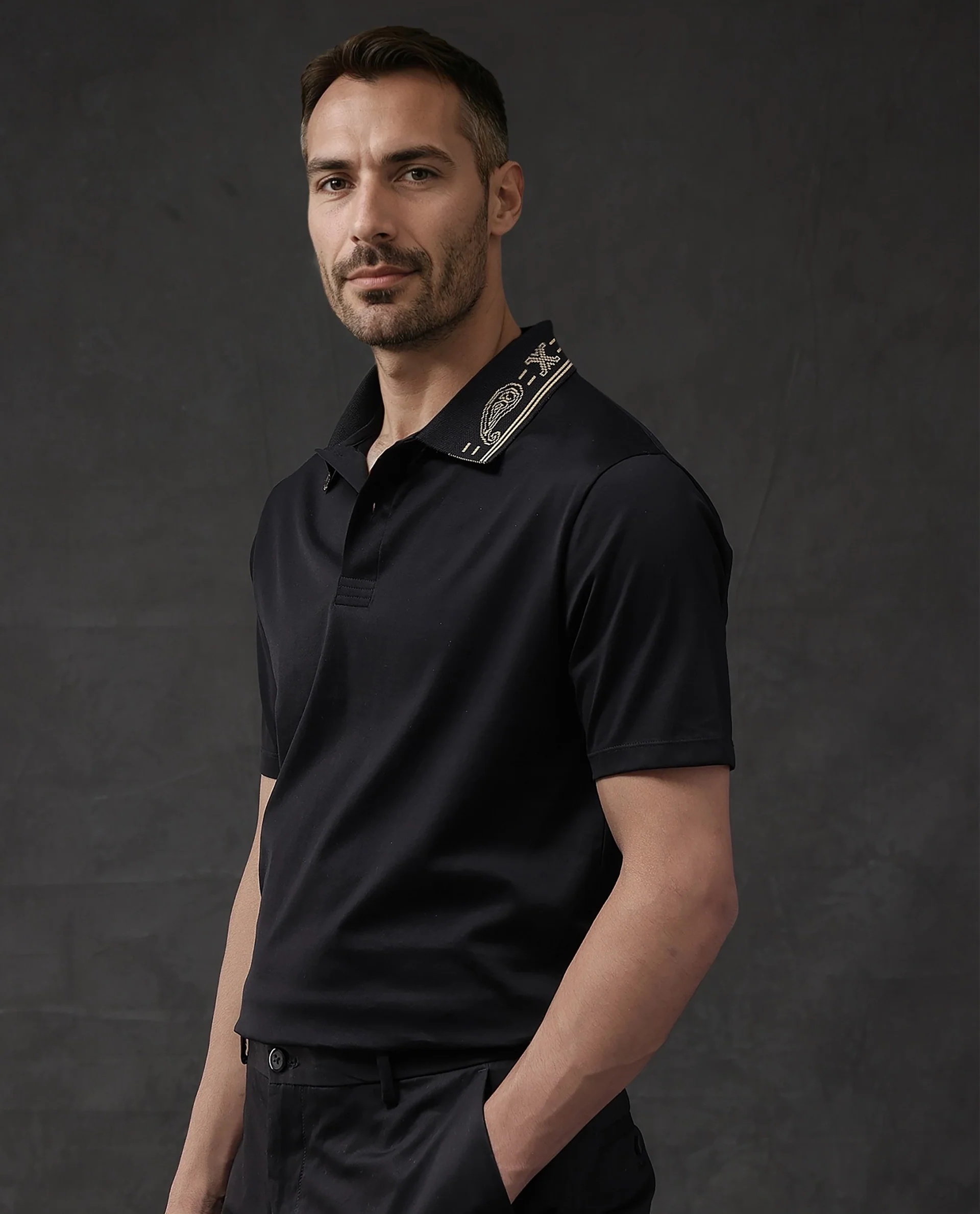 Rare Rabbit Men's Plain Regular Fit Half Sleeve Polo - Image 7