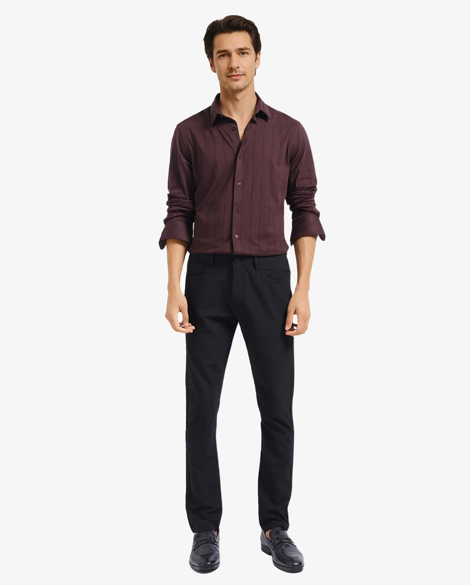 Rare Rabbit Men's Vert-1 Dark Brown Cotton Plain Regular Fit Full Sleeve Collared Shirt - Image 2