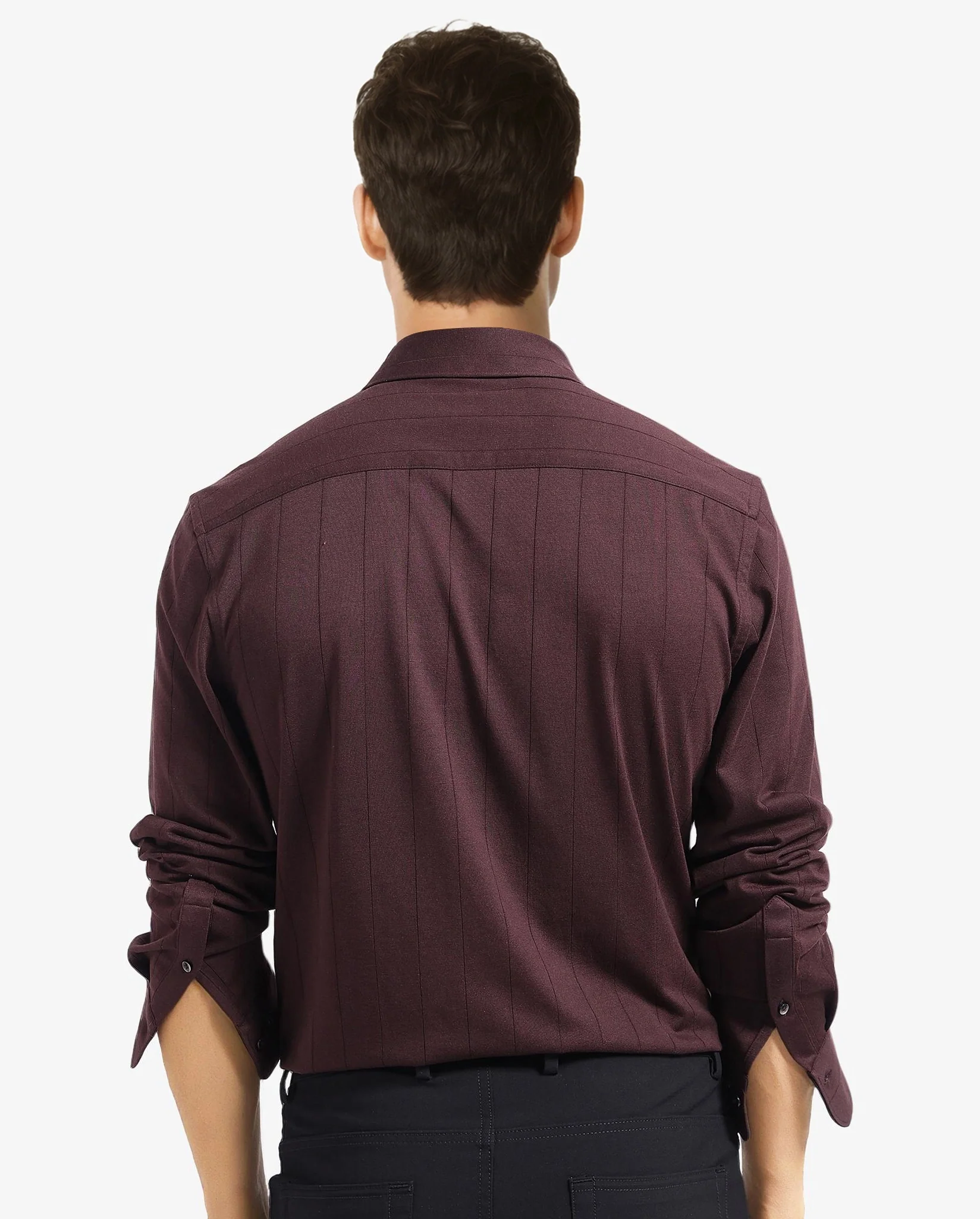 Rare Rabbit Men's Vert-1 Dark Brown Cotton Plain Regular Fit Full Sleeve Collared Shirt - Image 4