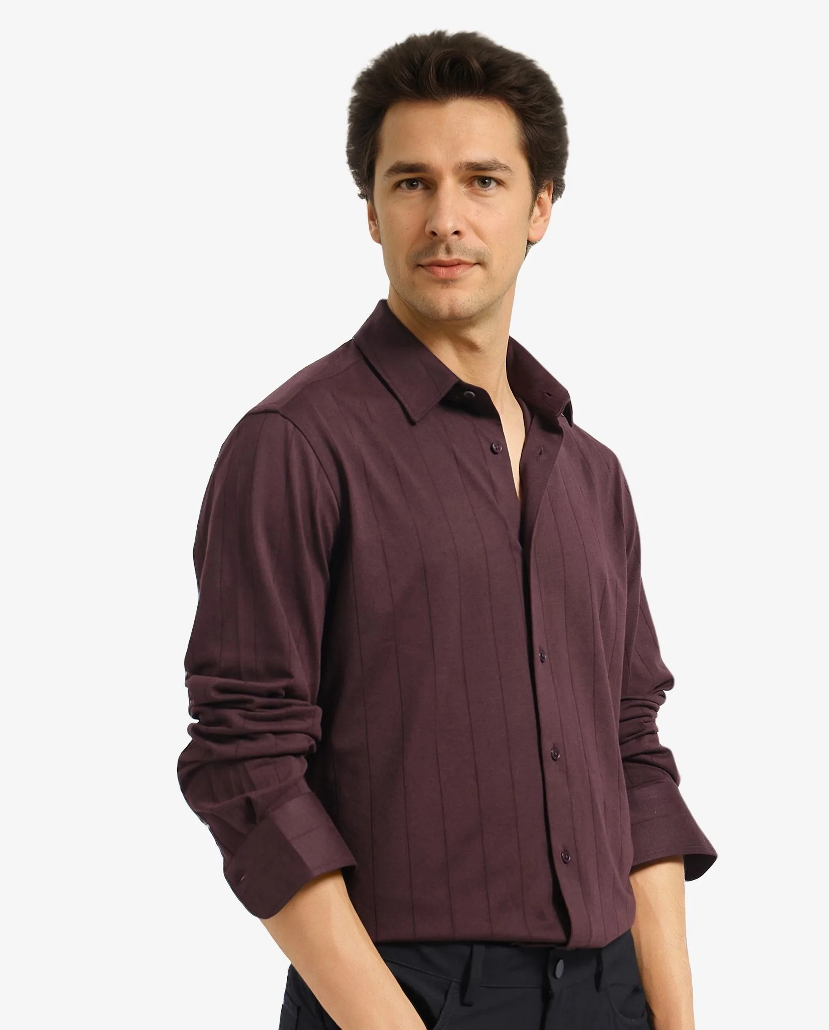 Rare Rabbit Men's Vert-1 Dark Brown Cotton Plain Regular Fit Full Sleeve Collared Shirt - Image 5