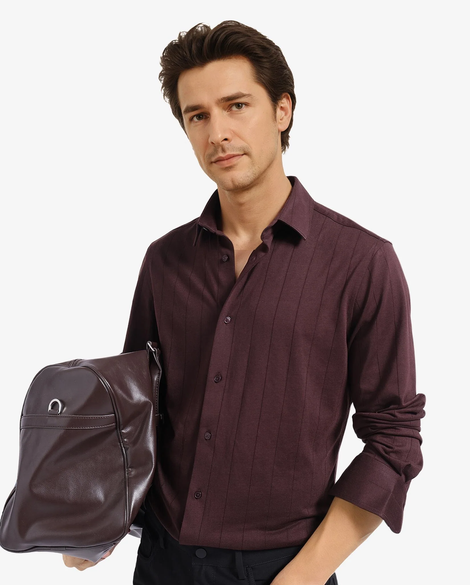 Rare Rabbit Men's Vert-1 Dark Brown Cotton Plain Regular Fit Full Sleeve Collared Shirt - Image 7