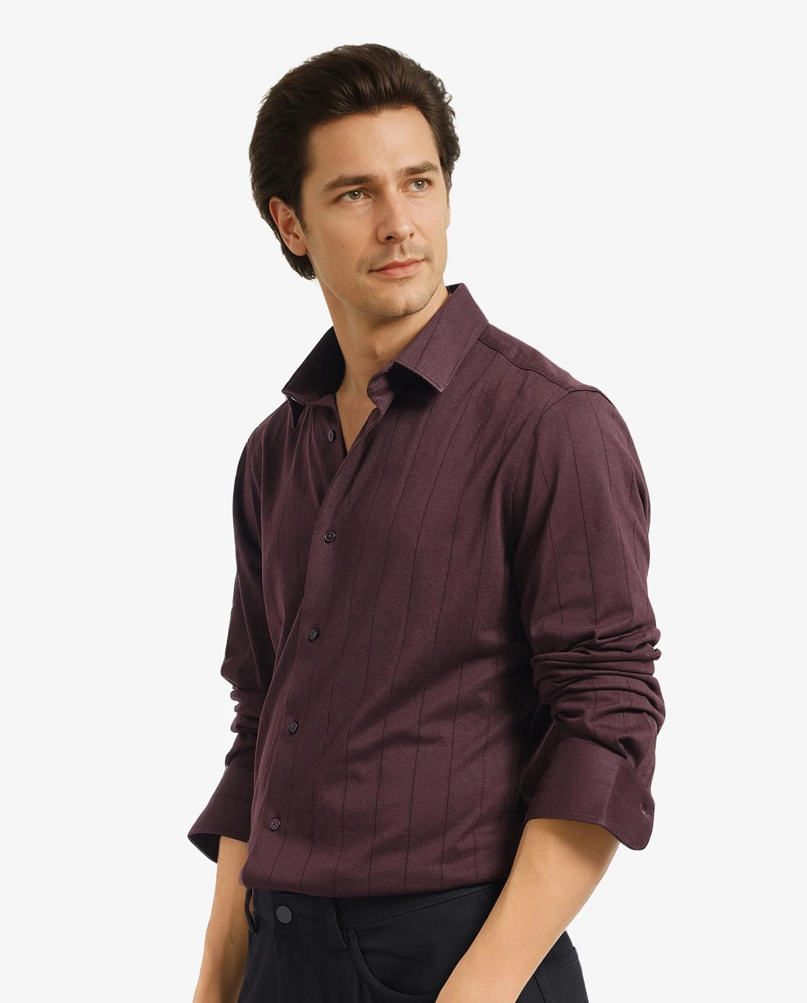 Rare Rabbit Men's Vert-1 Dark Brown Cotton Plain Regular Fit Full Sleeve Collared Shirt - Image 8