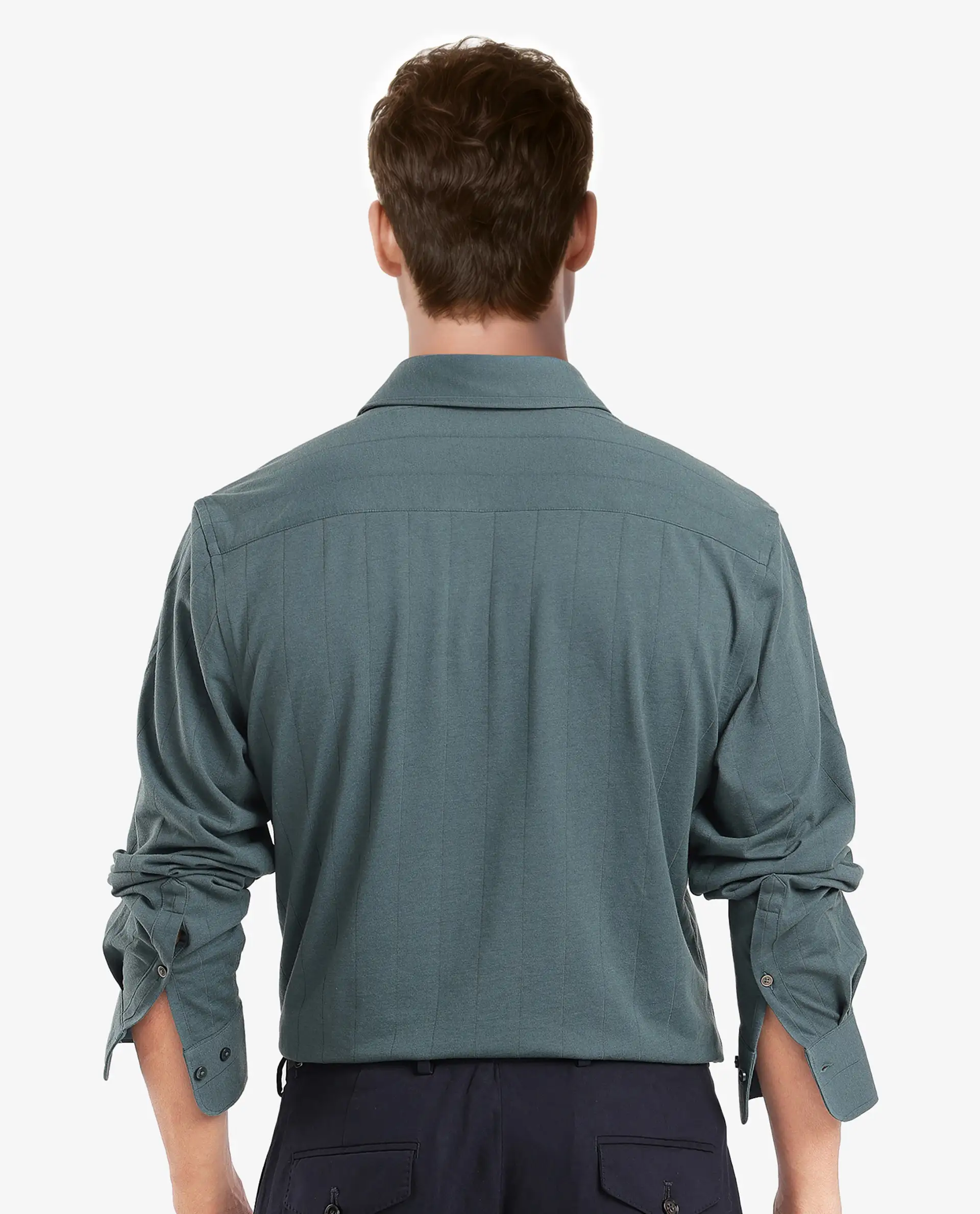 Rare Rabbit Men's Vert-3 Dusky Green Cotton Plain Regular Fit Full Sleeve Collared Shirt - Image 4