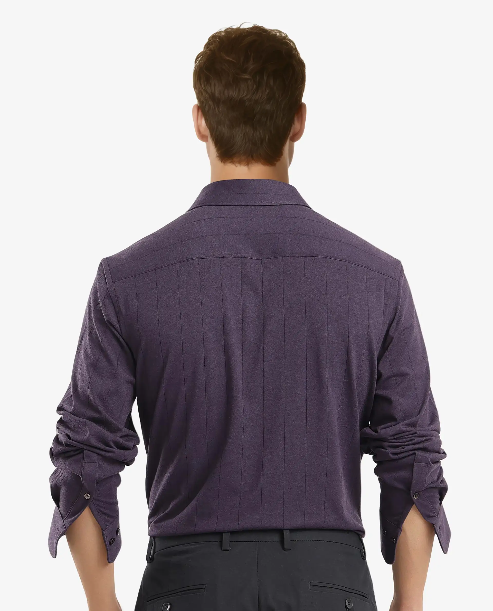 Rare Rabbit Men's Vert-3 Dusky Purple Cotton Plain Regular Fit Full Sleeve Collared Shirt - Image 4
