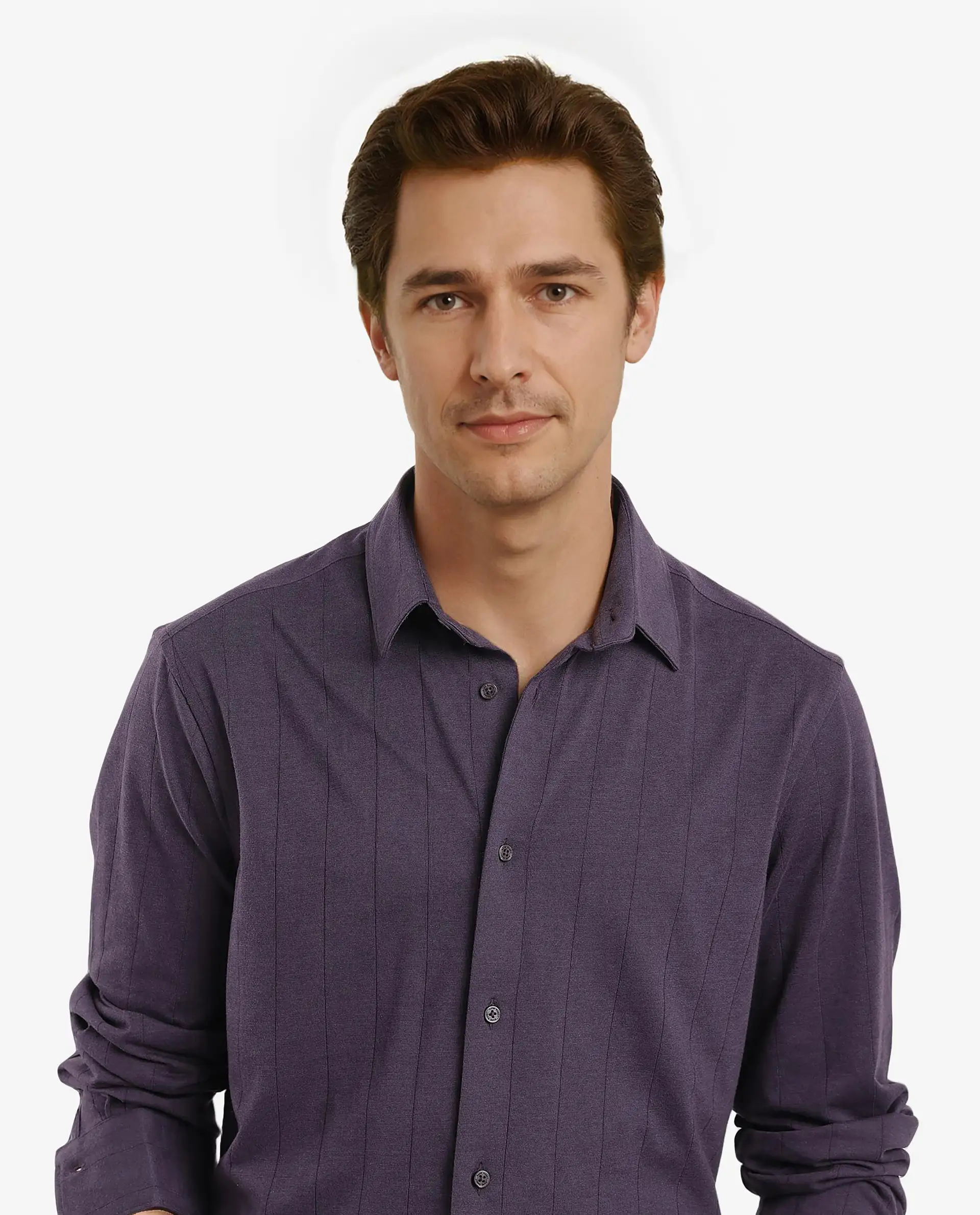 Rare Rabbit Men's Vert-3 Dusky Purple Cotton Plain Regular Fit Full Sleeve Collared Shirt - Image 6