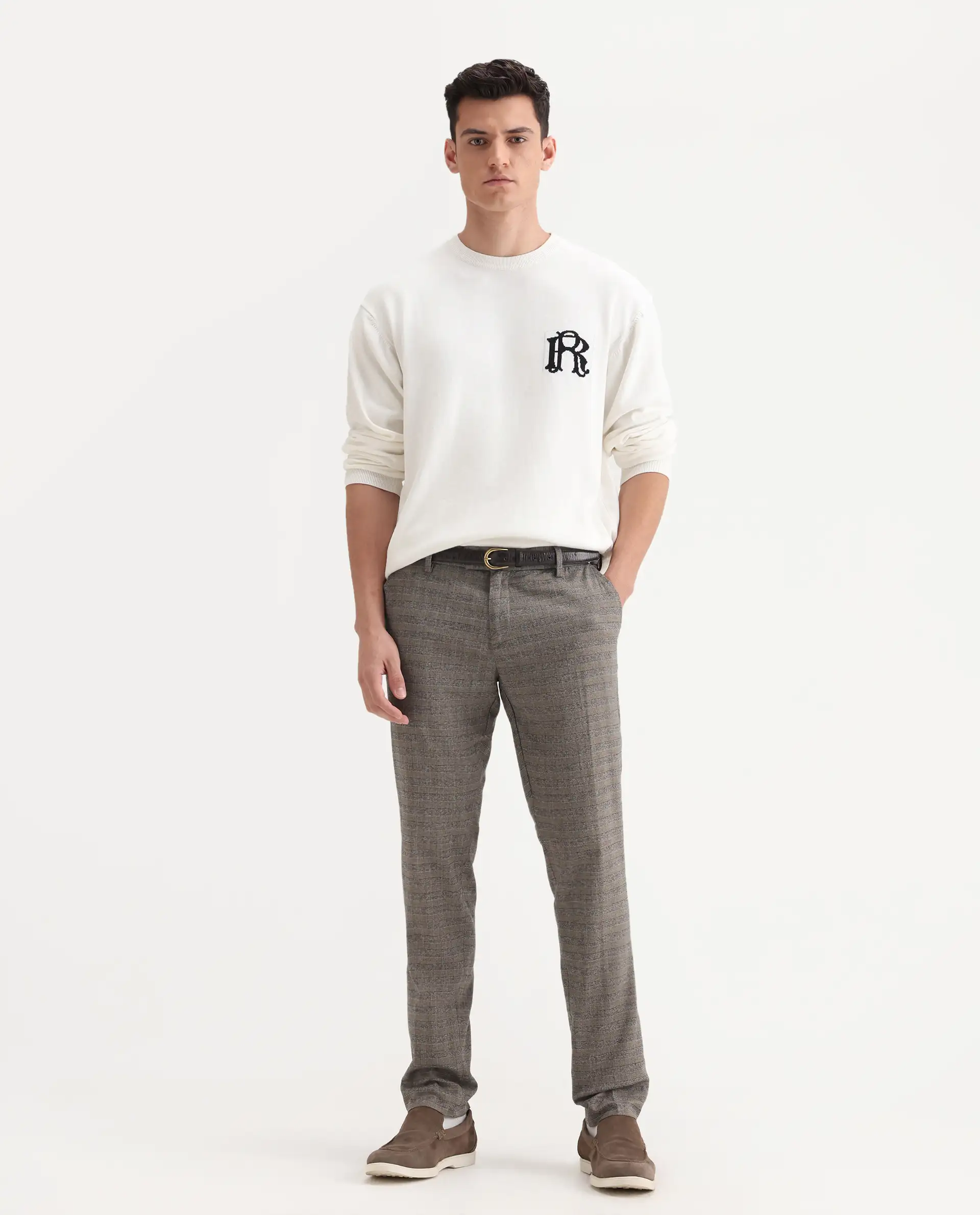 Rare Rabbit Men's Vertex Grey Polyester Checked Print Regular Fit Trouser - Image 7