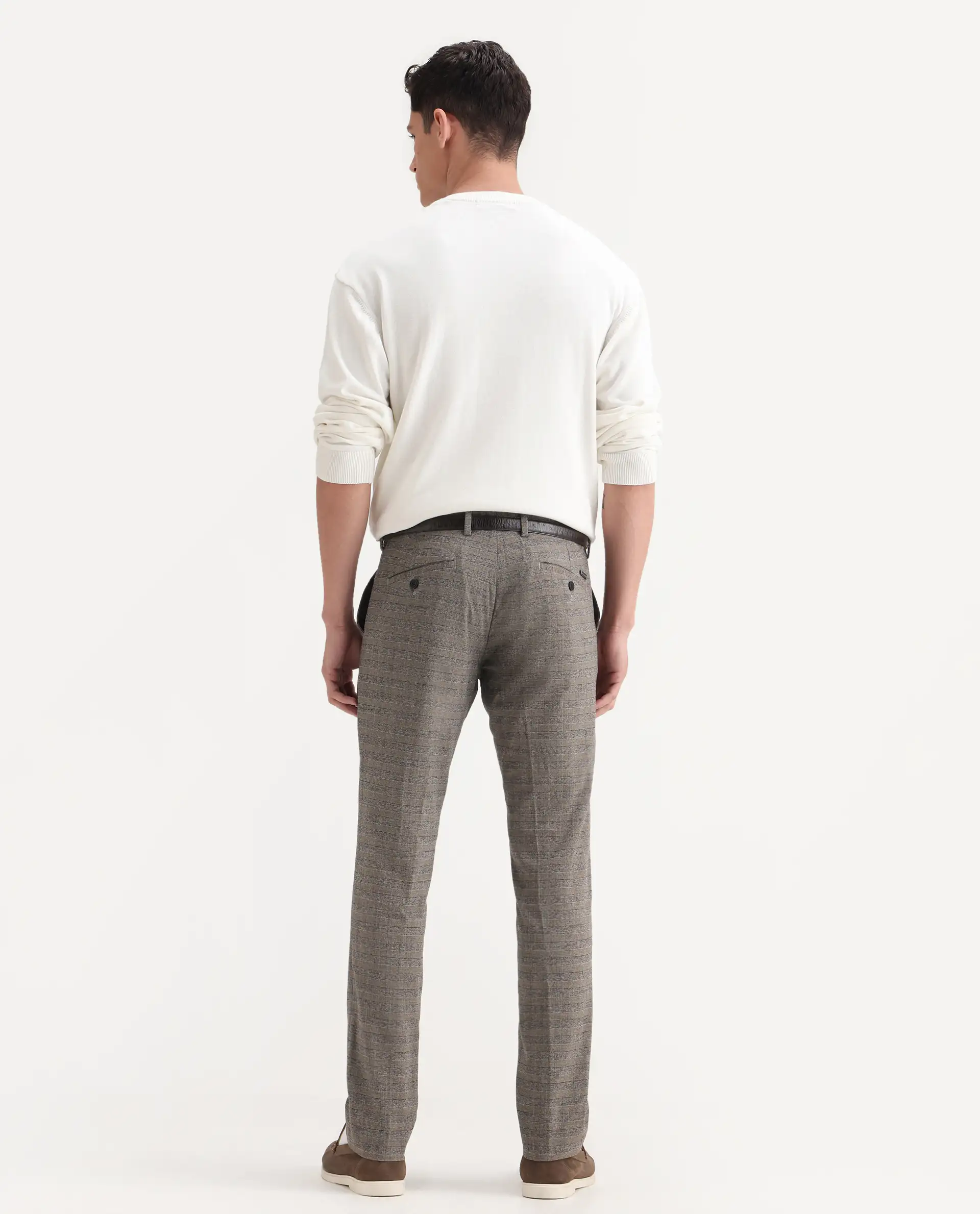Rare Rabbit Men's Vertex Grey Polyester Checked Print Regular Fit Trouser - Image 8