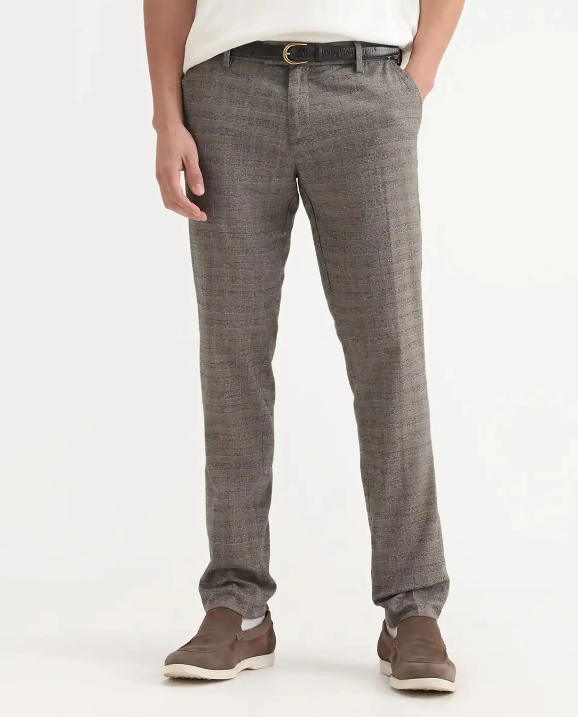 Rare Rabbit Men's Vertex Grey Polyester Checked Print Regular Fit Trouser - Image 9