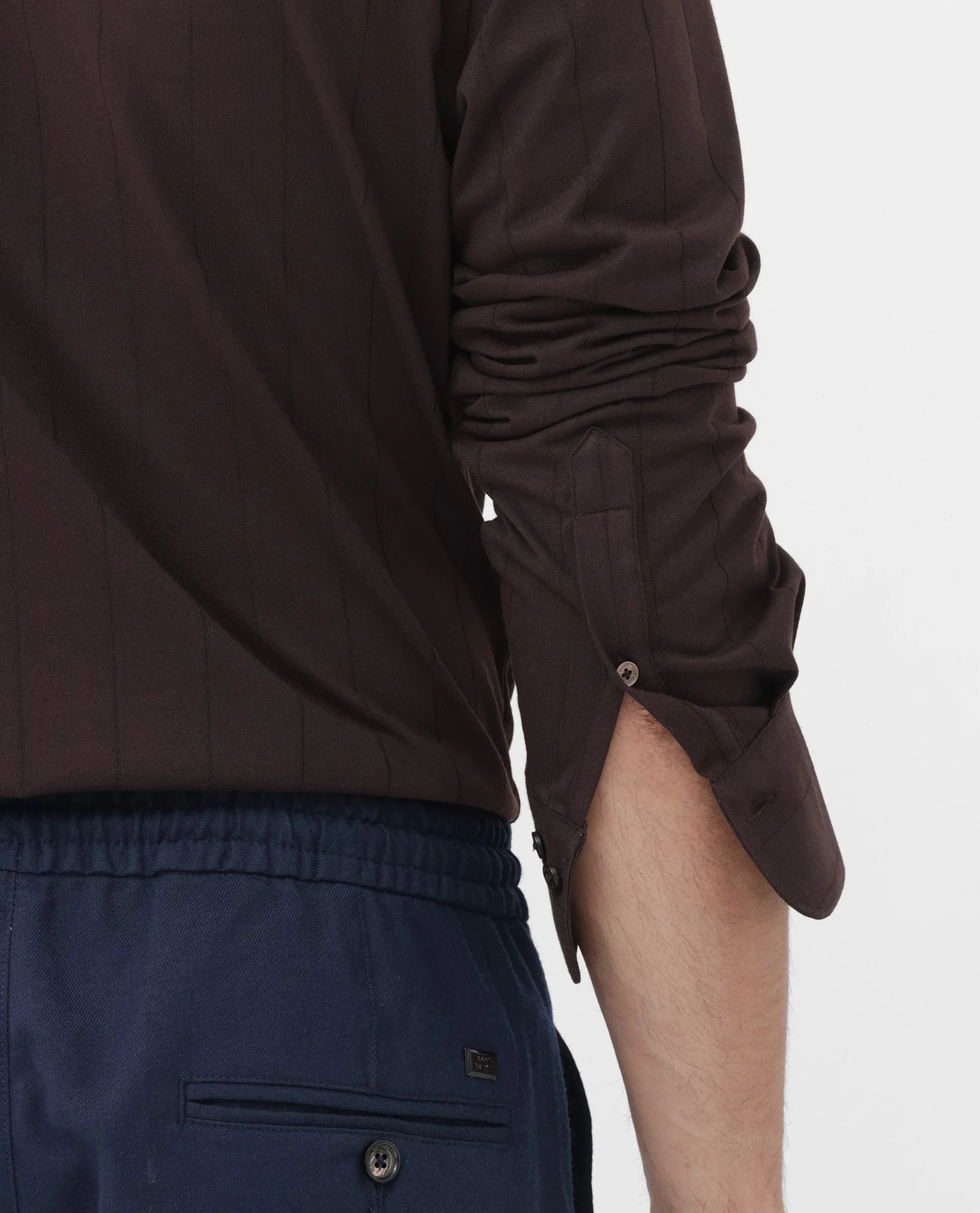 Rare Rabbit Men's Vert Ls Dark Brown Cotton Plain Regular Fit Full Sleeve Collared Shirt - Image 4