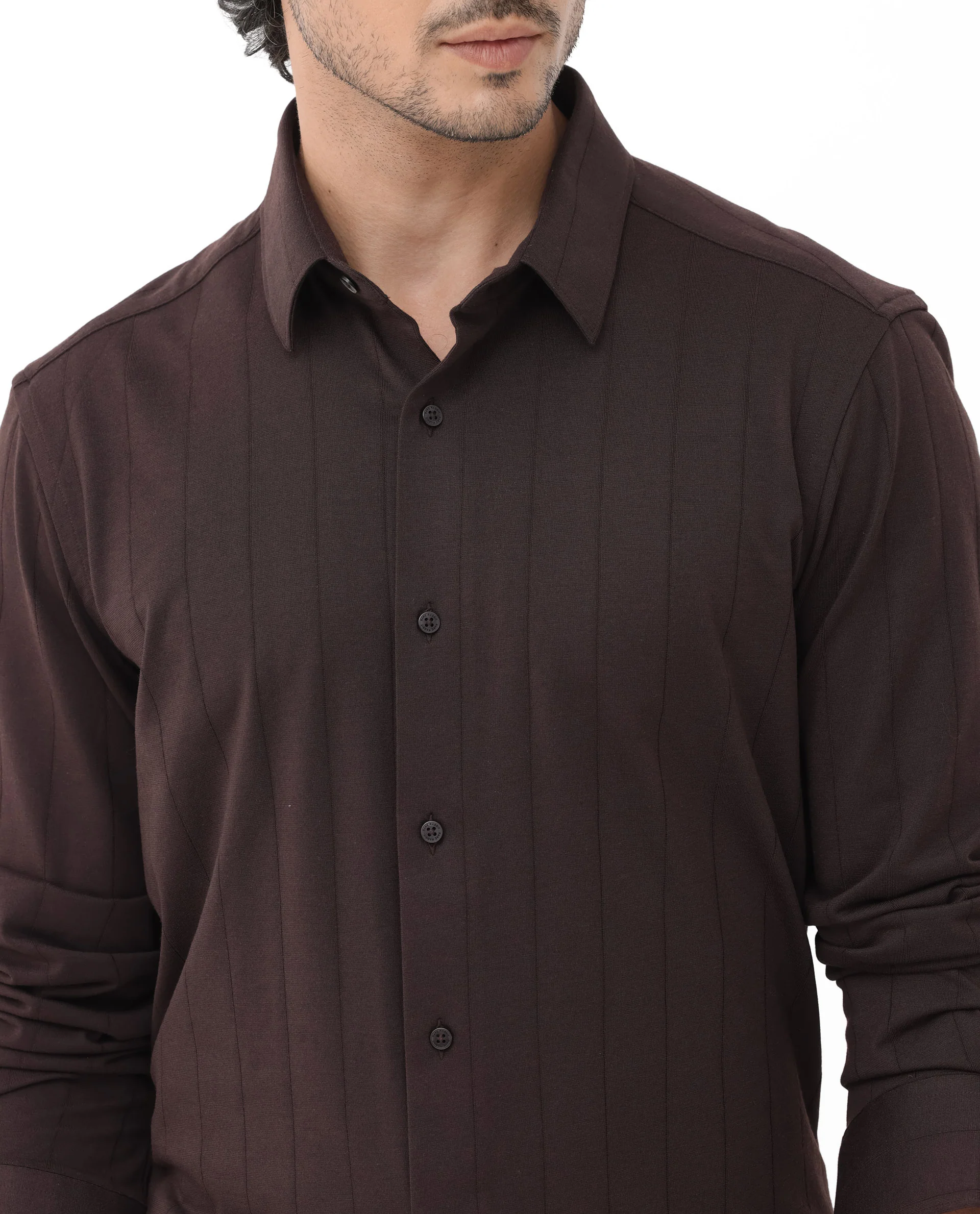 Rare Rabbit Men's Vert Ls Dark Brown Cotton Plain Regular Fit Full Sleeve Collared Shirt - Image 5