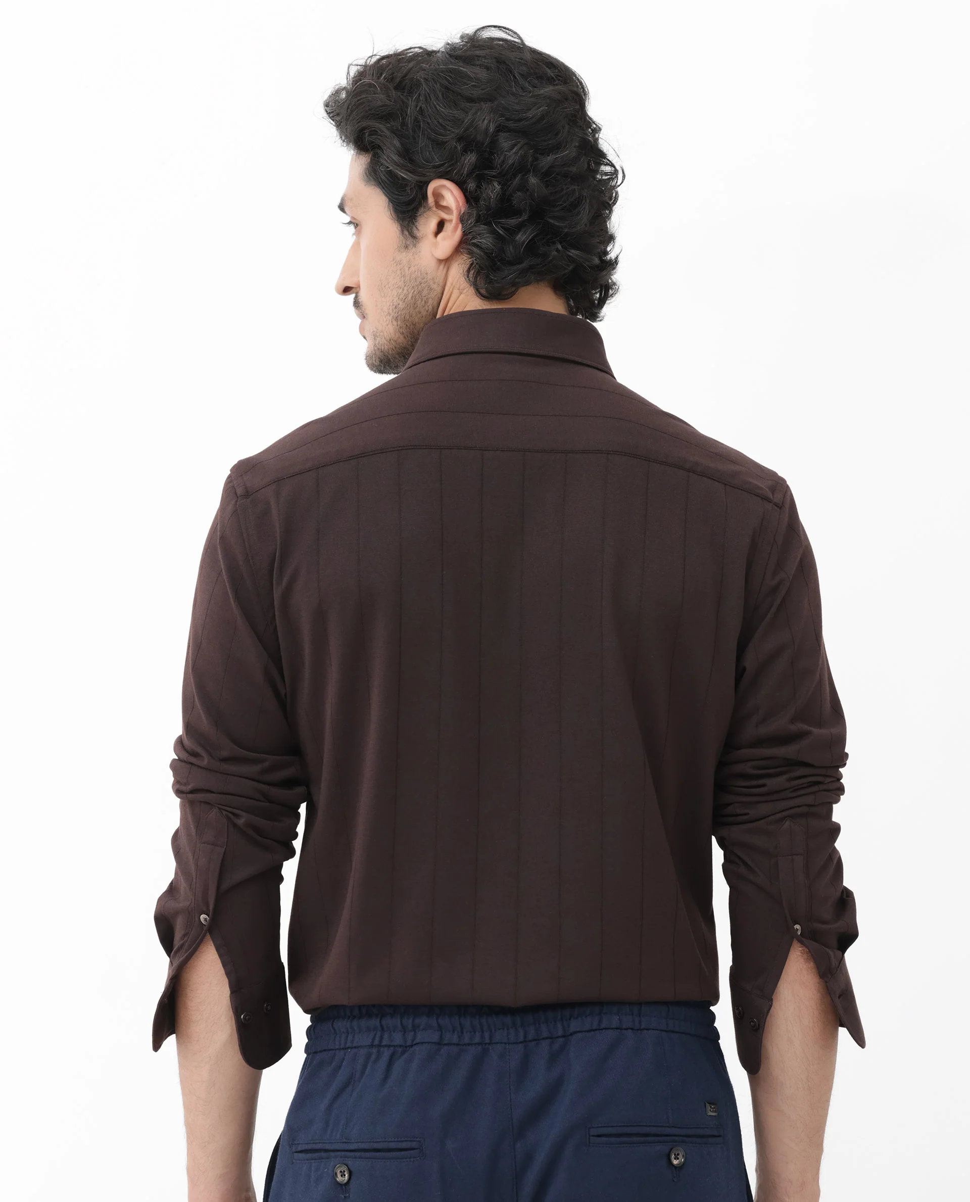 Rare Rabbit Men's Vert Ls Dark Brown Cotton Plain Regular Fit Full Sleeve Collared Shirt - Image 9