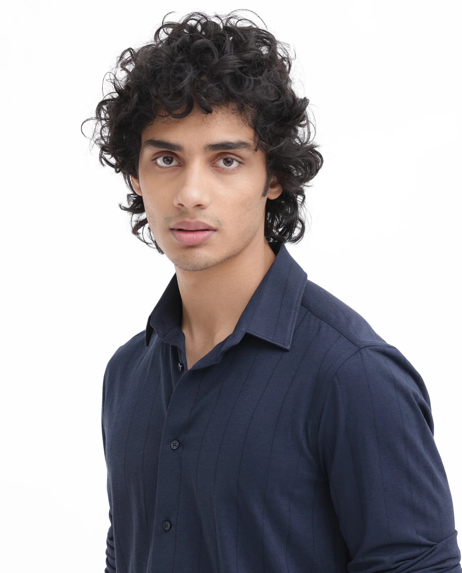 Rare Rabbit Men's Vert Ls Navy Cotton Plain Regular Fit Full Sleeve Collared Shirt - Image 6