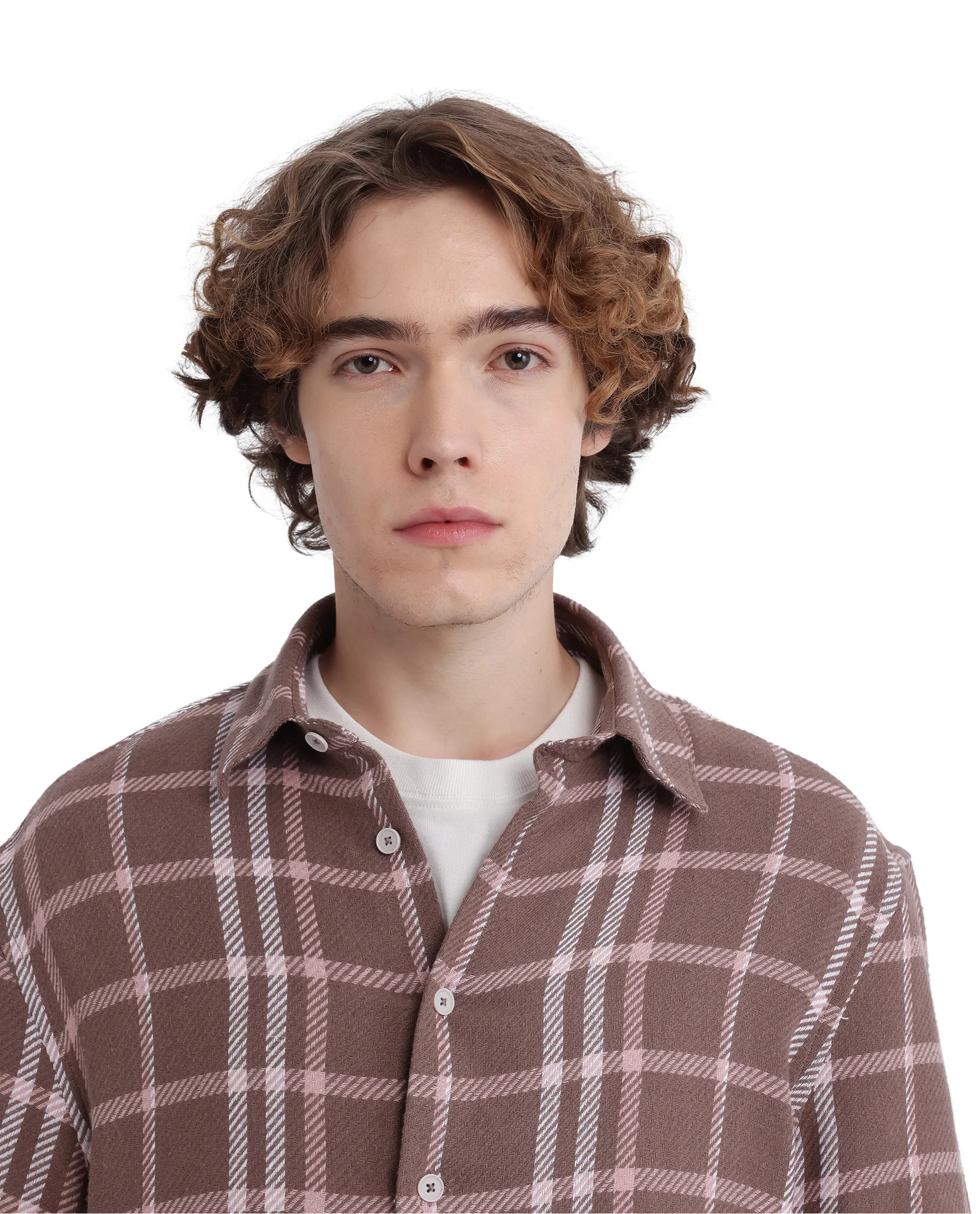 Rare Rabbit Men's Vexlum Light Brown Cotton Checked Print Regular Fit Half Sleeve Collared Shirt - Image 3