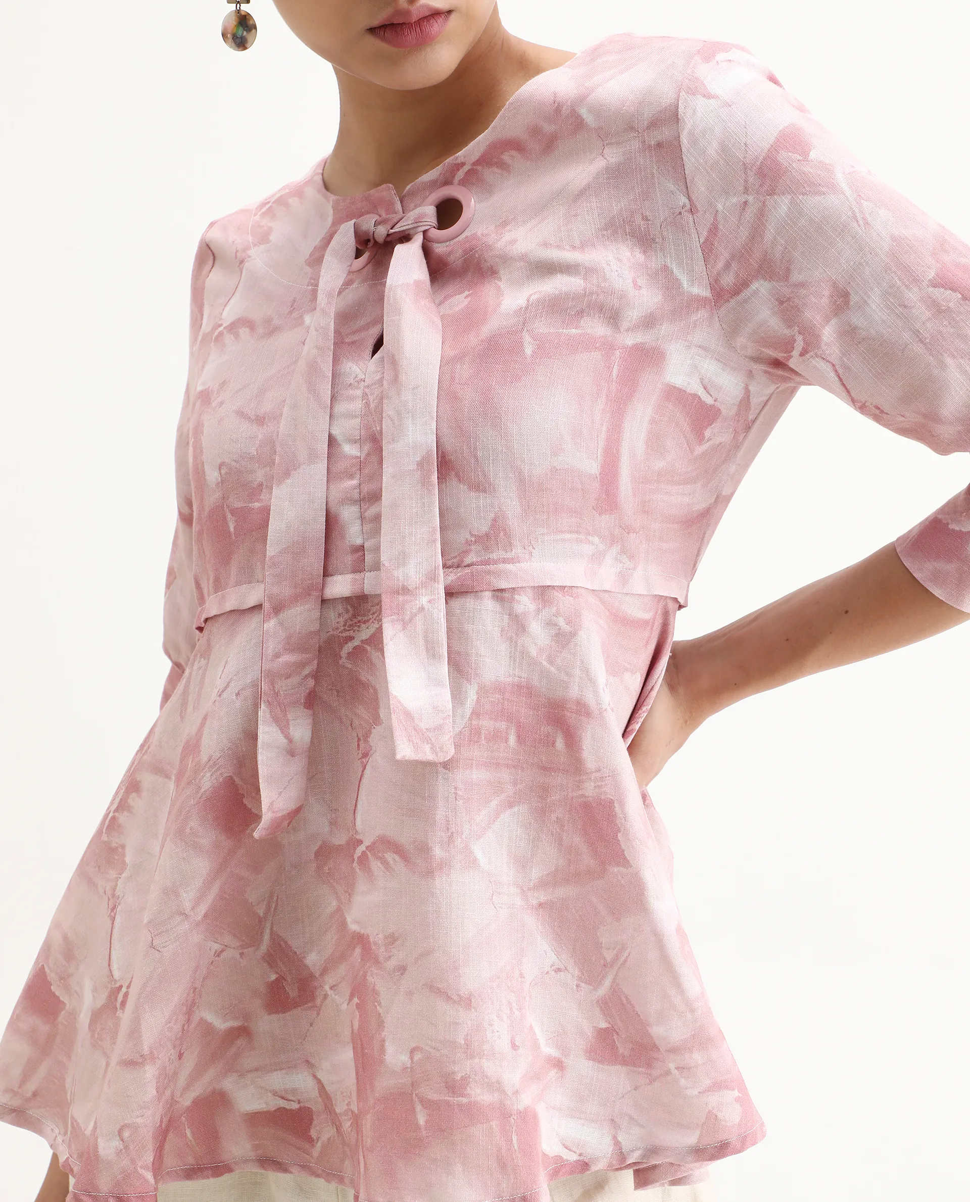 Rareism Women's Victor Pink Sweetheart Neck Printed Tailored Top - Image 3