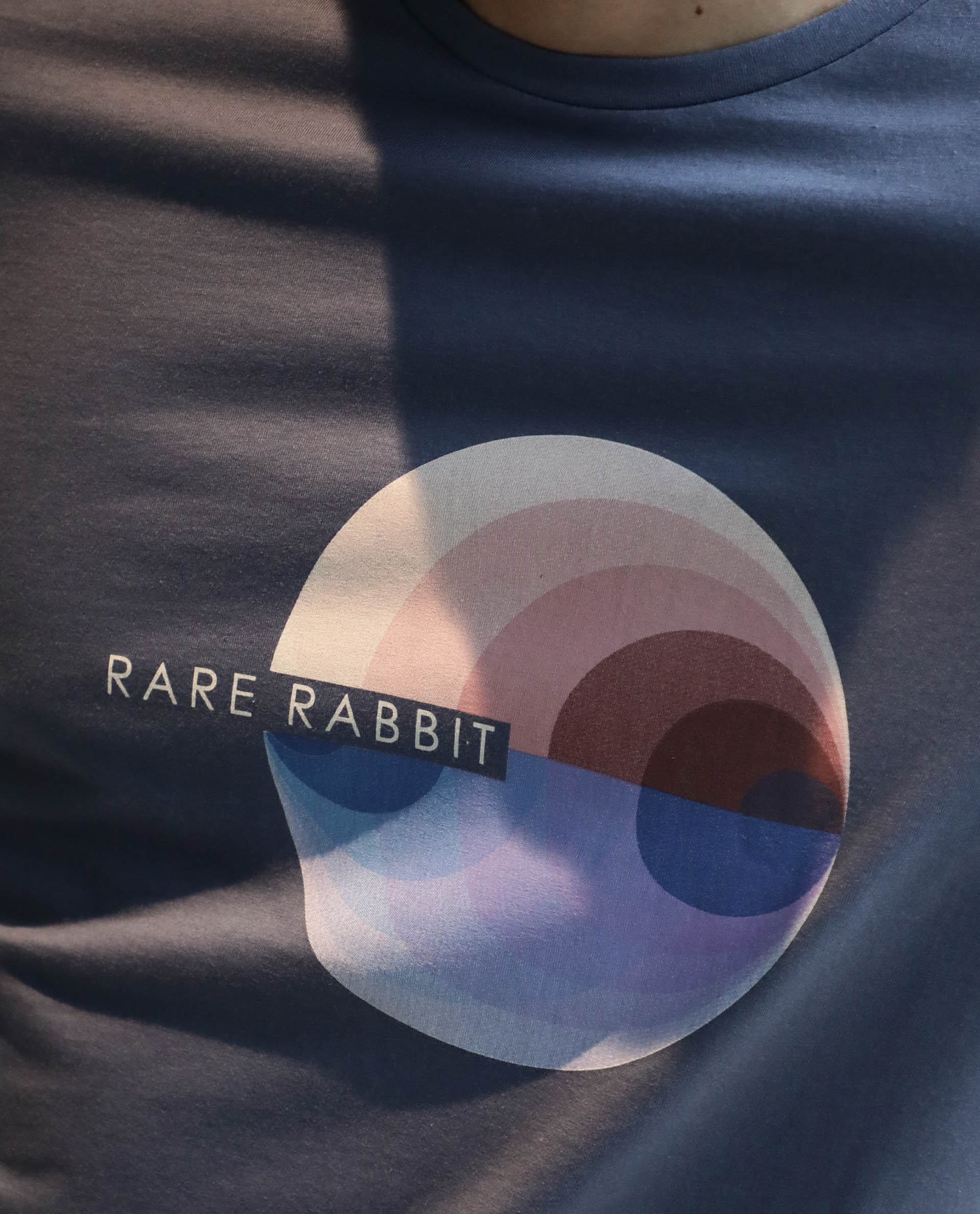 Rare Rabbit Men's View Blue Cotton Graphic Print Slim Fit Half Sleeve Crew Neck T-Shirt - Image 2