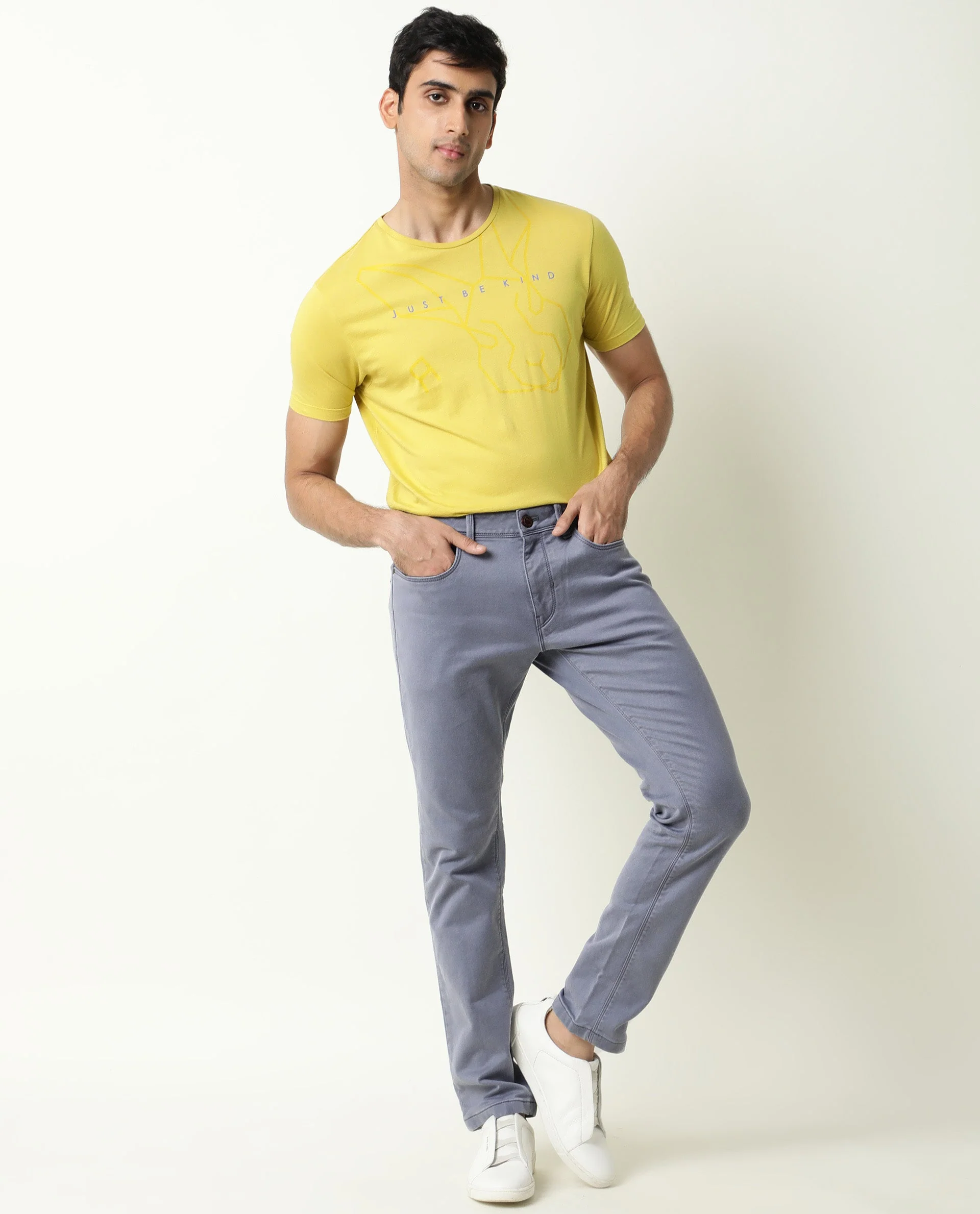 Rare Rabbit Men's Vigo Purple Cotton Plain Hawk Slim Fit Jeans - Image 2