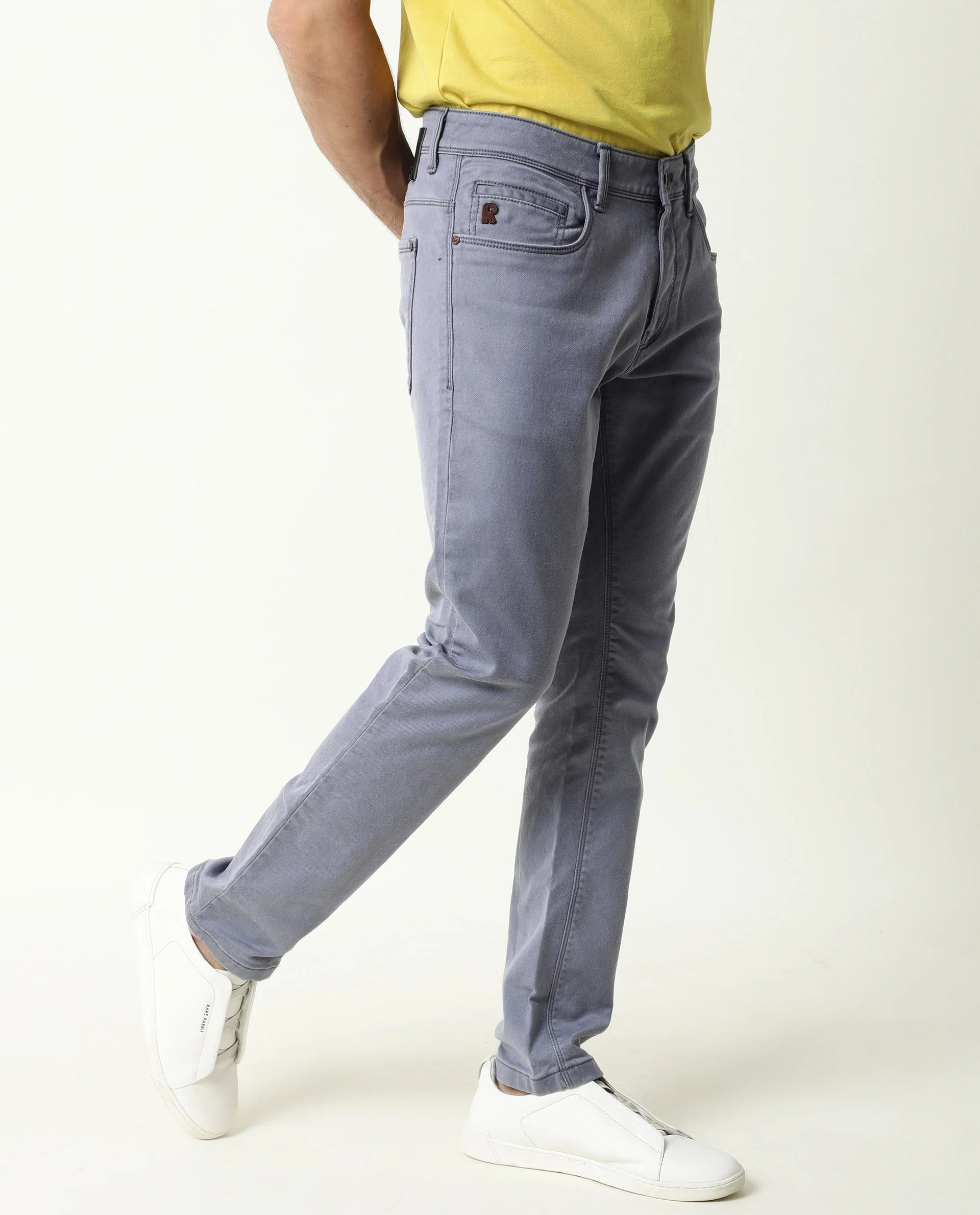 Rare Rabbit Men's Vigo Purple Cotton Plain Hawk Slim Fit Jeans - Image 3