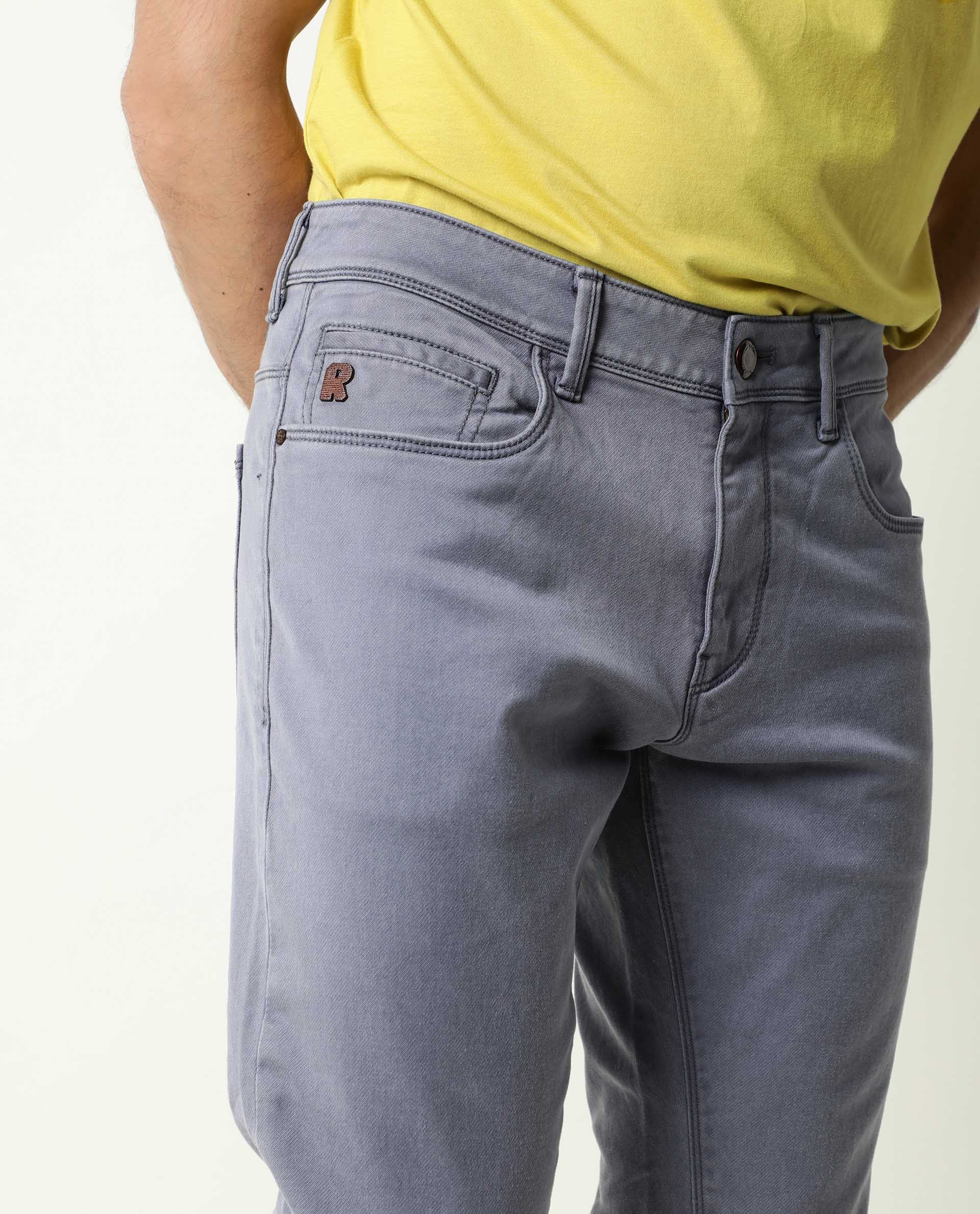 Rare Rabbit Men's Vigo Purple Cotton Plain Hawk Slim Fit Jeans - Image 4