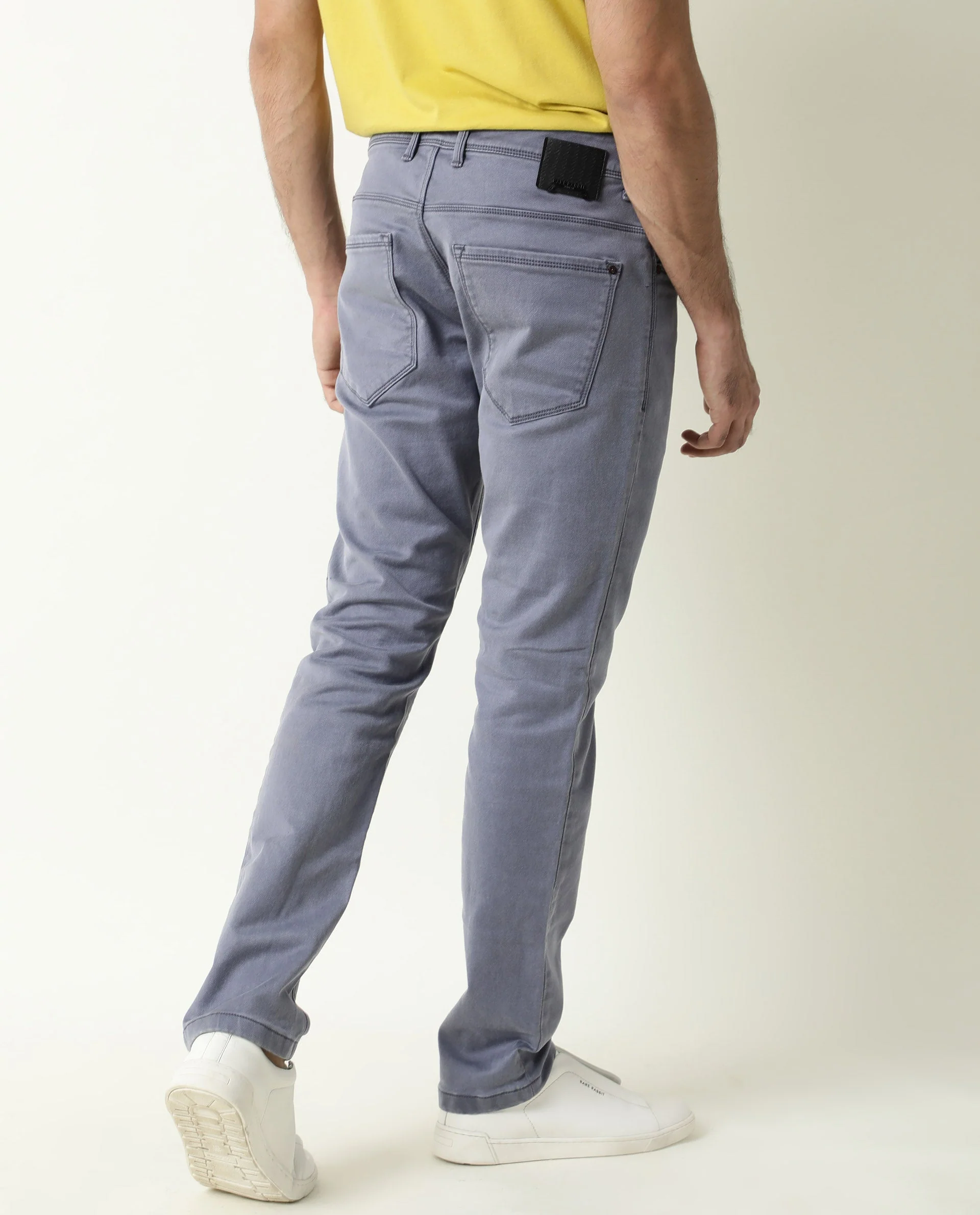 Rare Rabbit Men's Vigo Purple Cotton Plain Hawk Slim Fit Jeans - Image 5