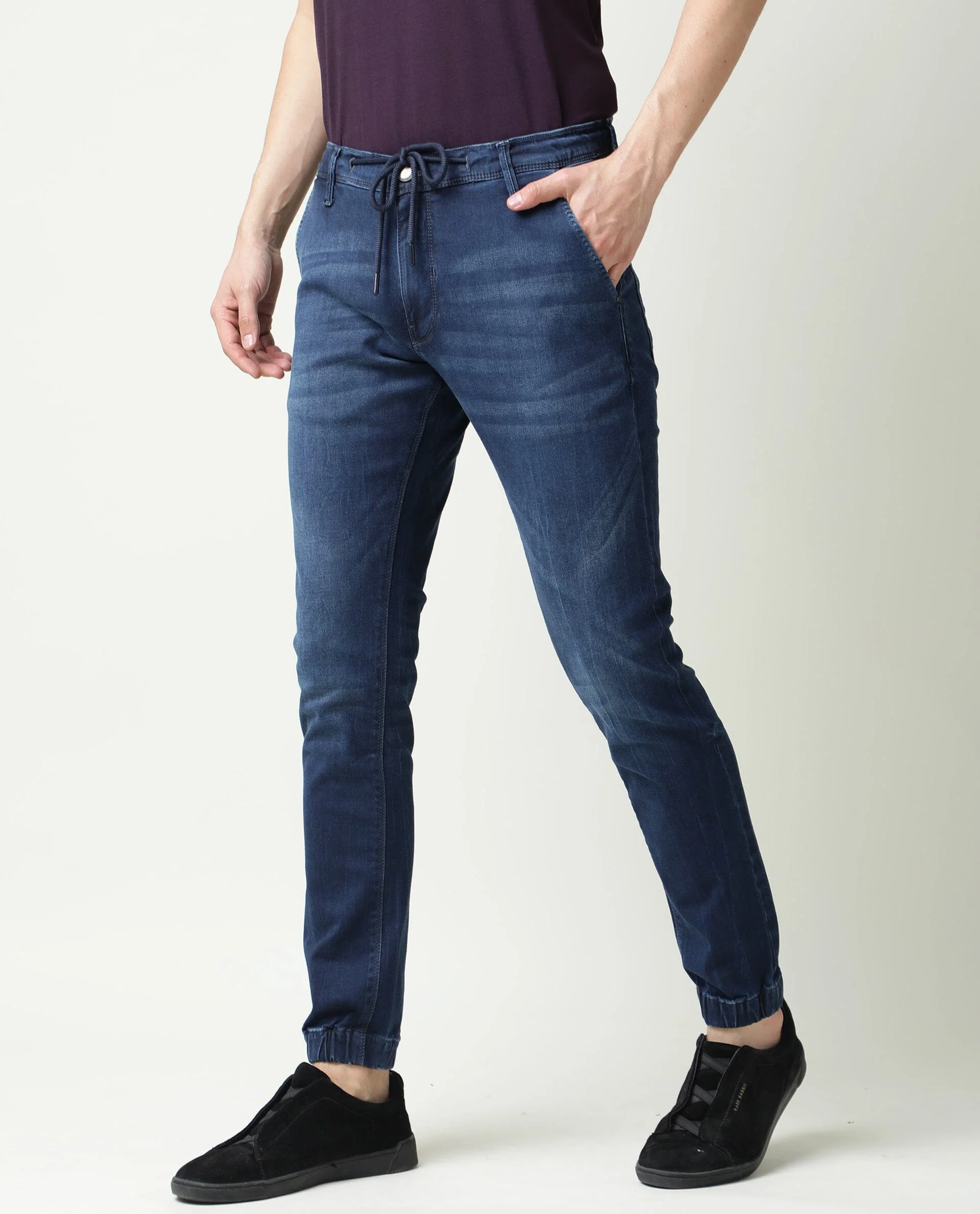 Rare Rabbit Men's Villa Navy Cotton Plain Hawk Slim Fit Jeans - Image 5