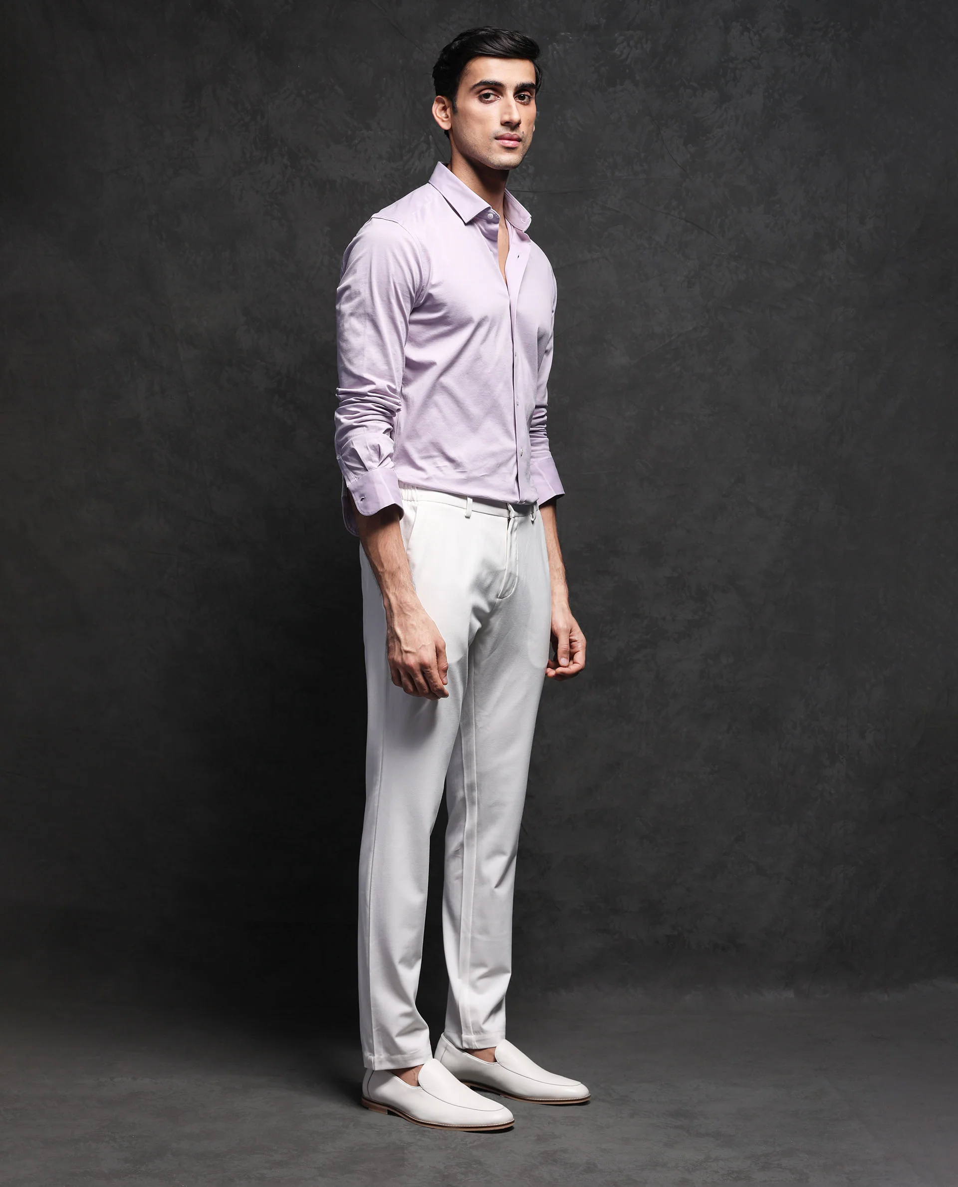 Rare Rabbit Men's Villa Purple Cotton Plain Tailored Fit Full Sleeve Collared Shirt - Image 10