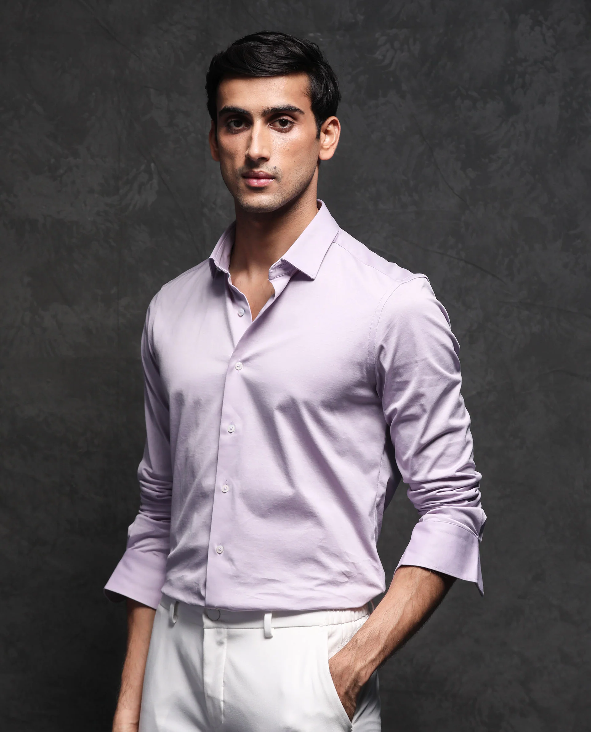 Rare Rabbit Men's Villa Purple Cotton Plain Tailored Fit Full Sleeve Collared Shirt - Image 6