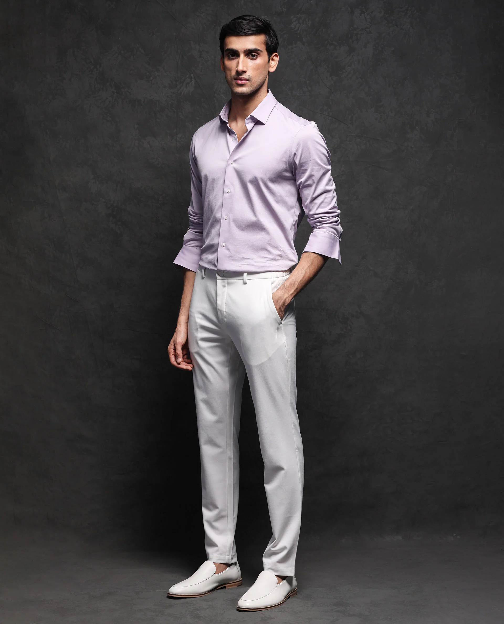 Rare Rabbit Men's Villa Purple Cotton Plain Tailored Fit Full Sleeve Collared Shirt - Image 7