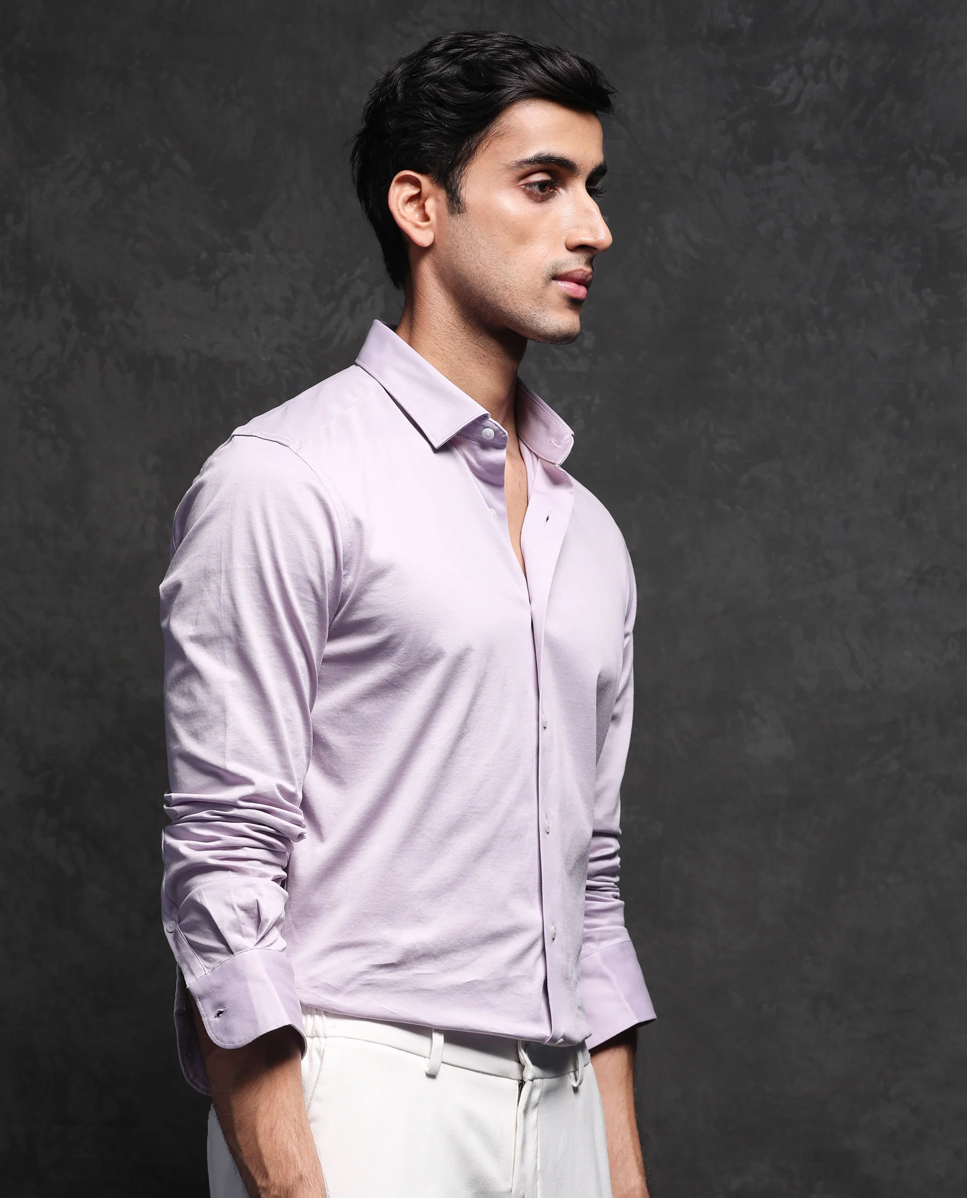 Rare Rabbit Men's Villa Purple Cotton Plain Tailored Fit Full Sleeve Collared Shirt - Image 8
