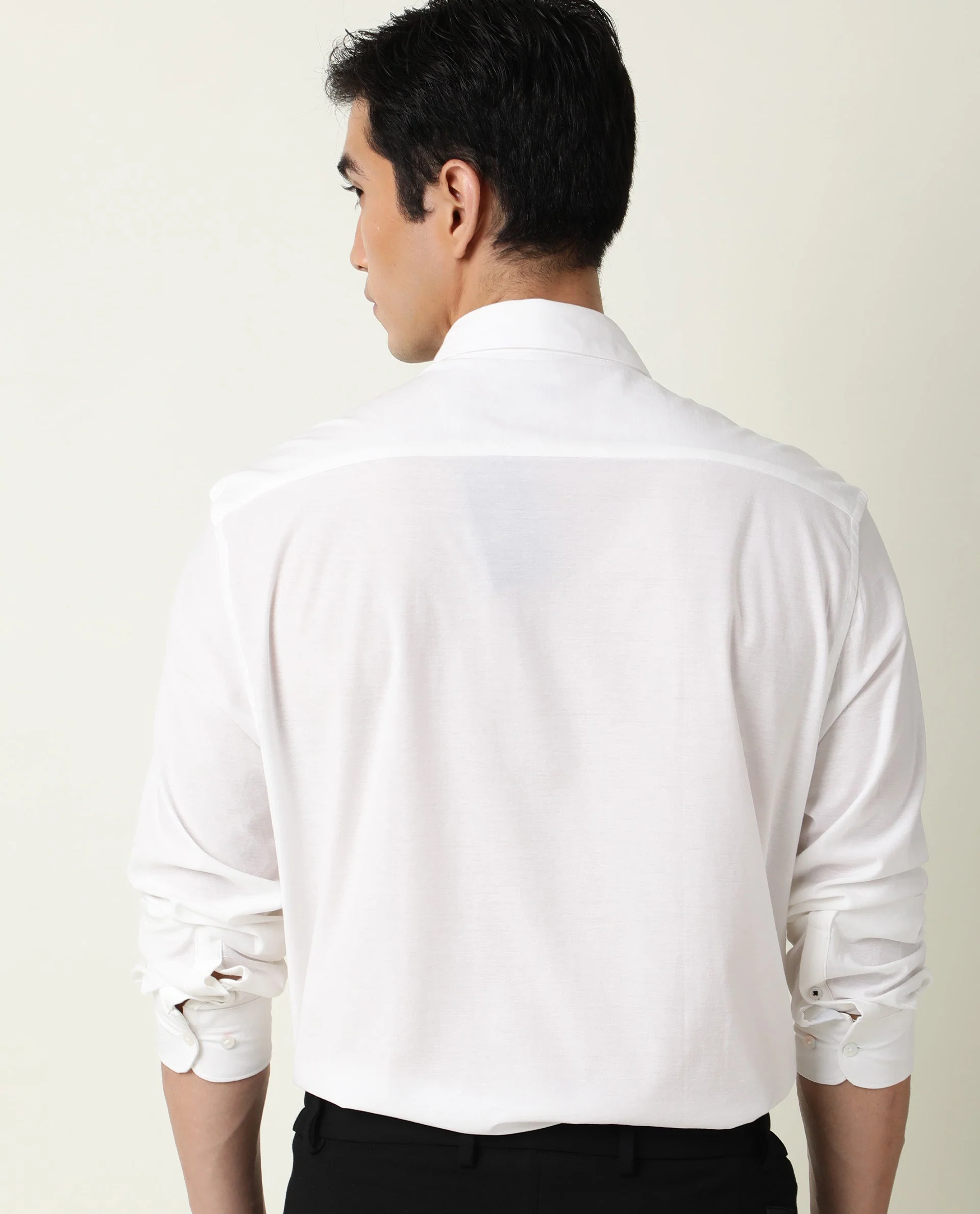 Rare Rabbit Men's Villa White Cotton Plain Tailored Fit Full Sleeve Collared Shirt - Image 7