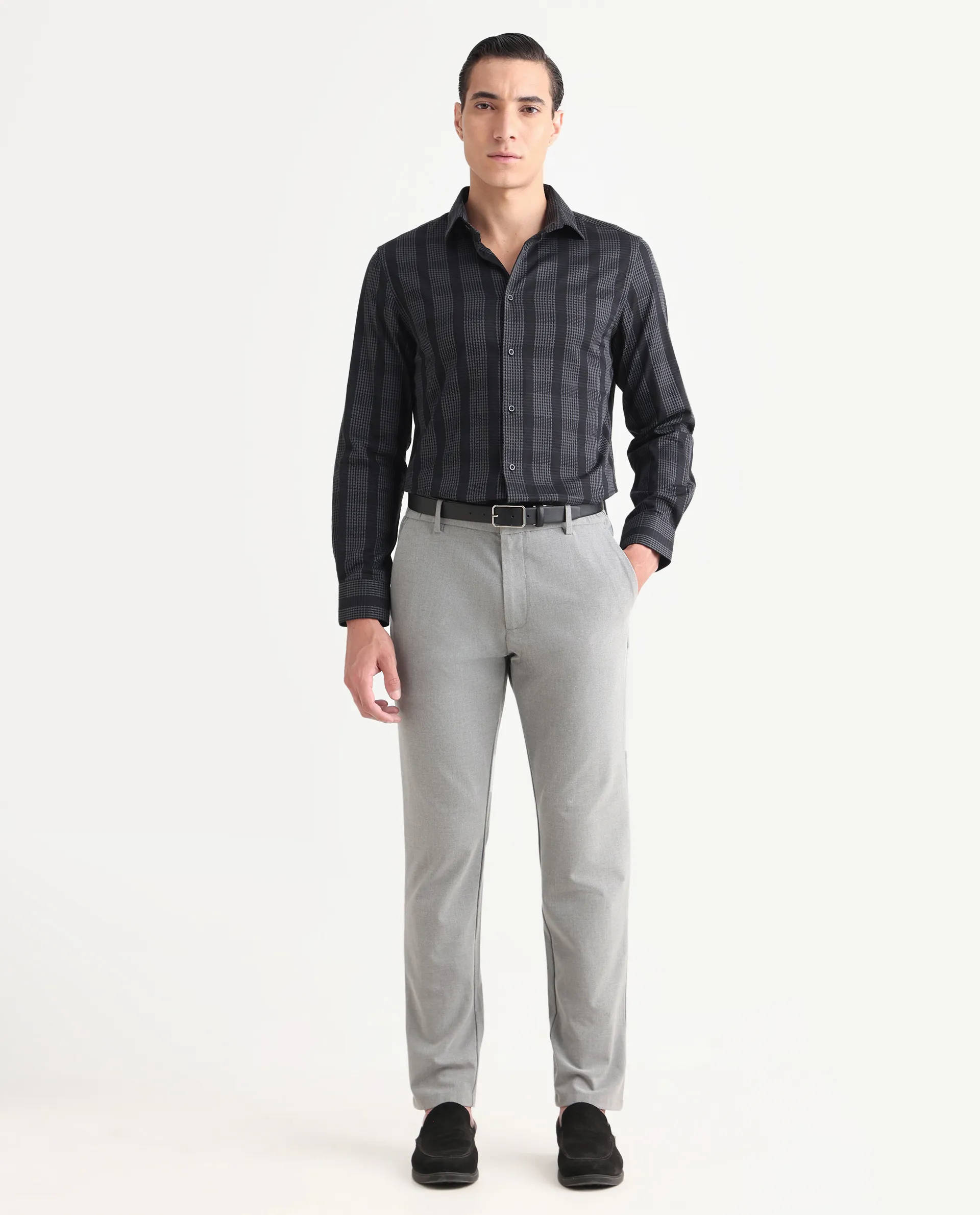 Rare Rabbit Men's Villum-25 Black Cotton Fabric Full Sleeve Collared Neck Regular Fit Striped Shirt - Image 2