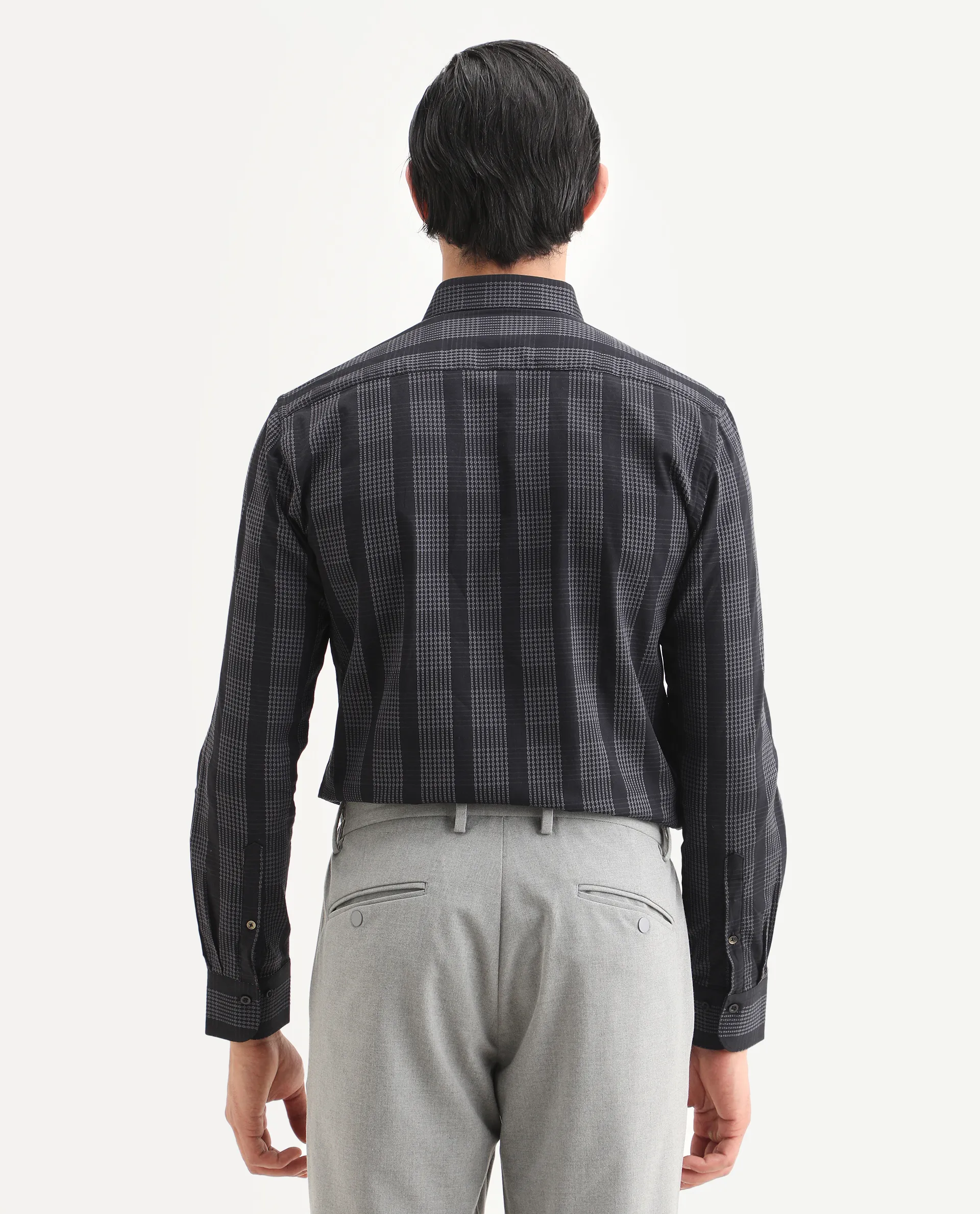 Rare Rabbit Men's Villum Black Cotton Embroidered Regular Fit Full Sleeve Collared Shirt - Image 6