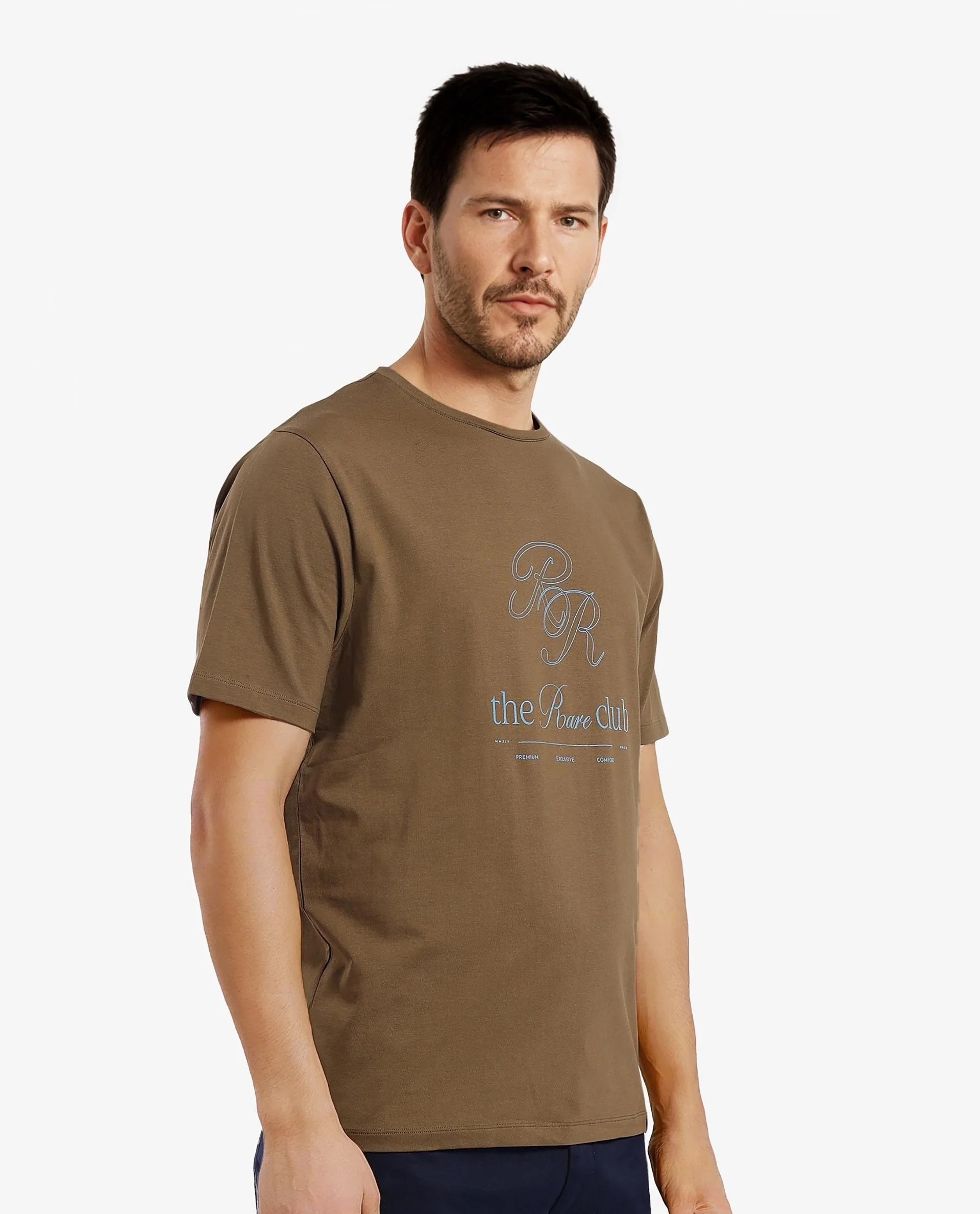 Rare Rabbit Men's Vin Dark Green Cotton Blend printed Regular Fit Half Sleeve Crew Neck T-Shirt - Image 6
