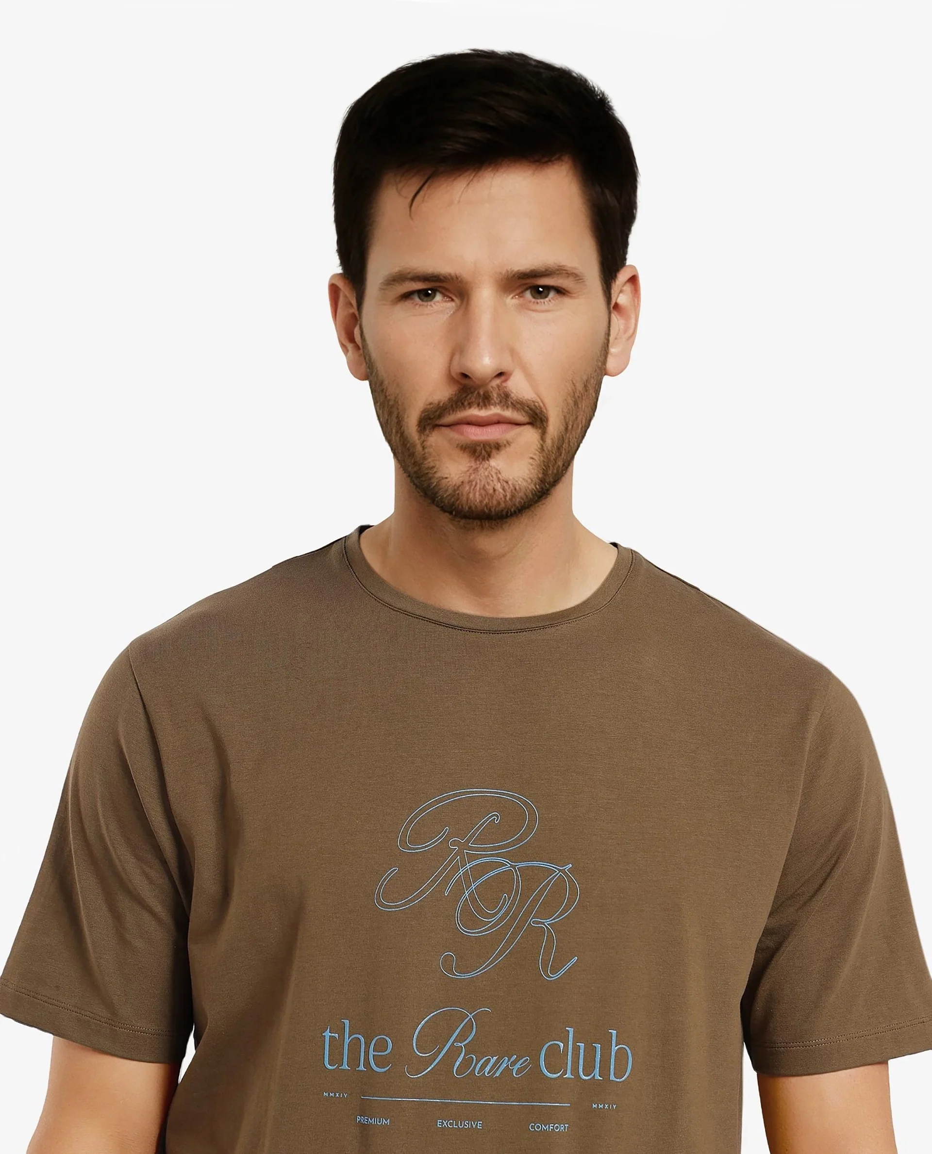 Rare Rabbit Men's Vin Dark Green Cotton Blend printed Regular Fit Half Sleeve Crew Neck T-Shirt - Image 7