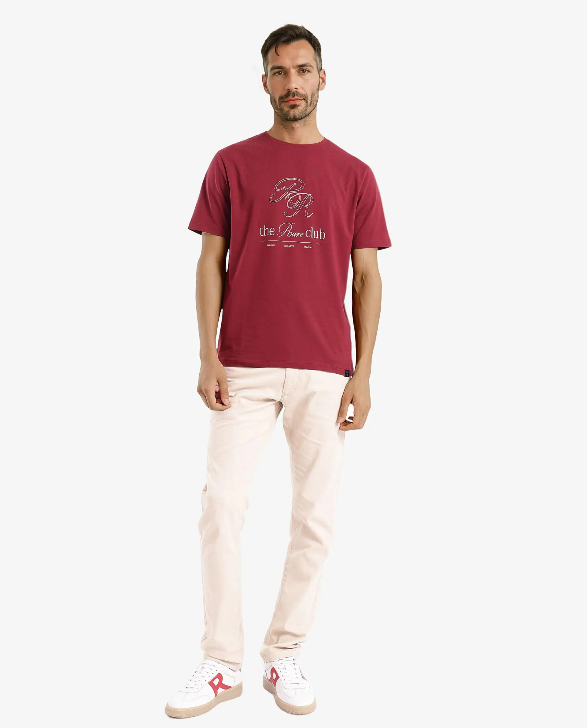 Rare Rabbit Men's Cotton Blend printed Regular Fit Half Sleeve Crew Neck T-Shirt - Image 3
