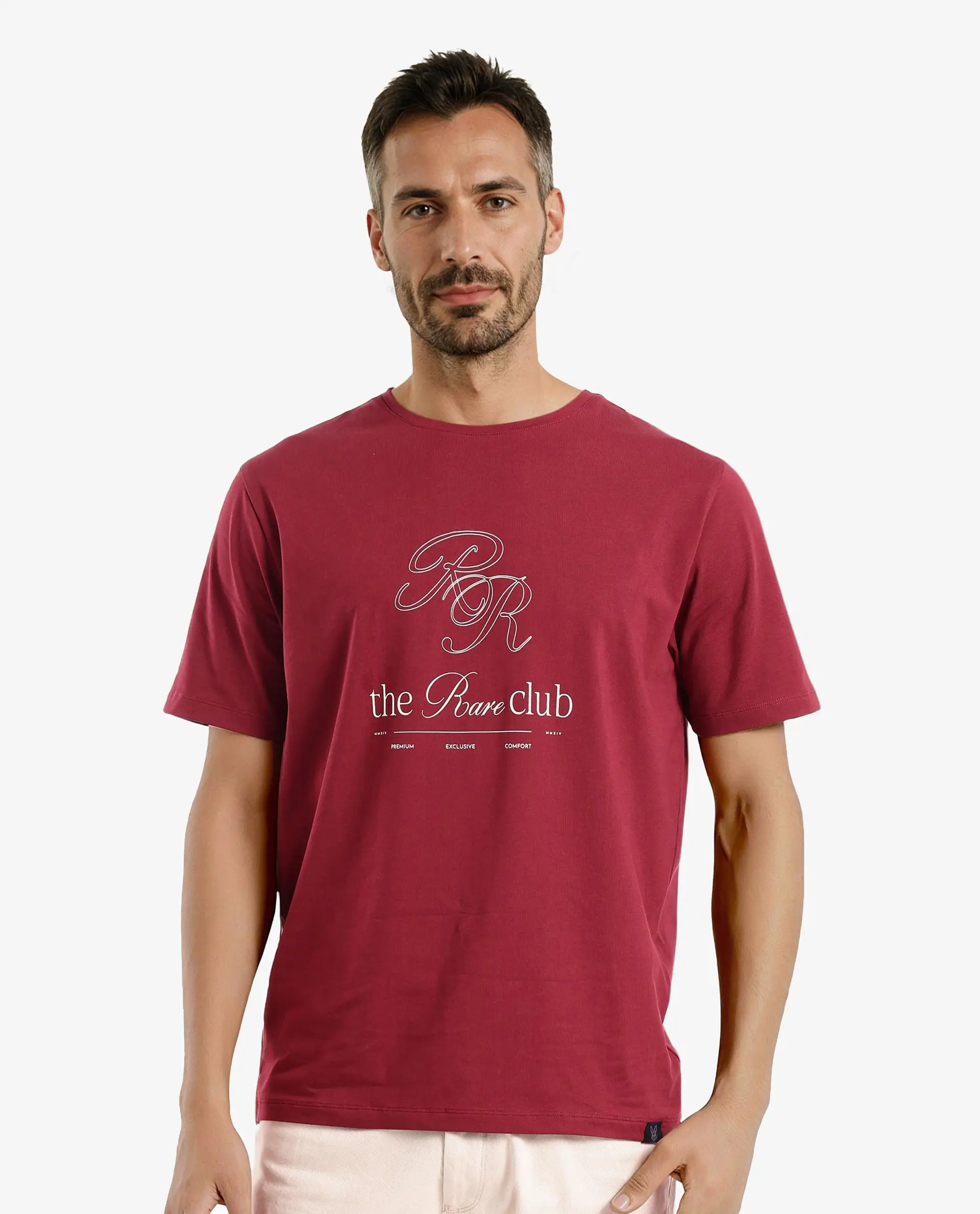 Rare Rabbit Men's Cotton Blend printed Regular Fit Half Sleeve Crew Neck T-Shirt - Image 4