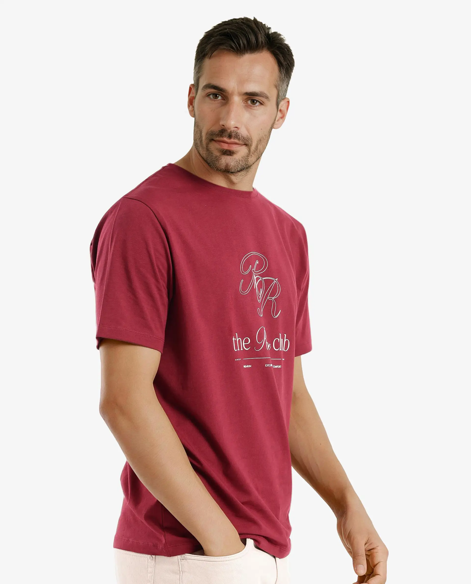Rare Rabbit Men's Cotton Blend printed Regular Fit Half Sleeve Crew Neck T-Shirt - Image 7