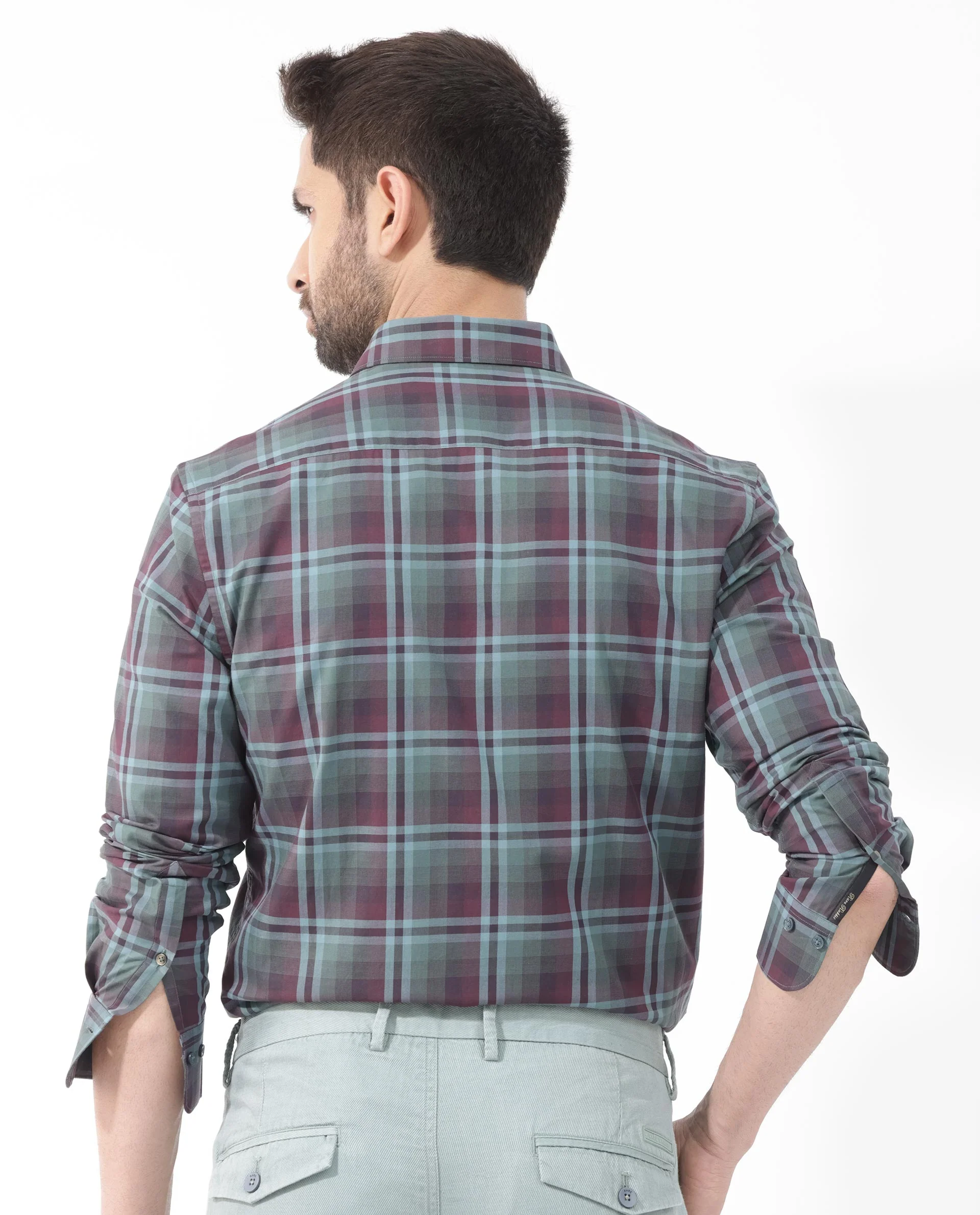 Rare Rabbit Men's Vinet Dark Maroon Cotton Checked Print Regular Fit Full Sleeve Collared Shirt - Image 9