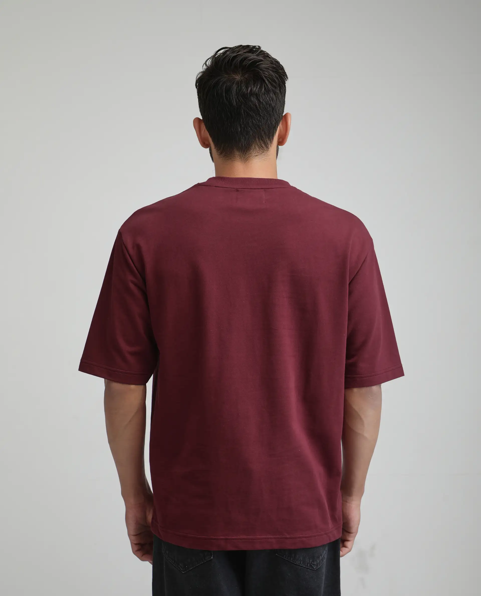 Rare Rabbit Men's Vino Dark Red Cotton Graphic Print Oversized Fit Half Sleeve Crew Neck T-Shirt - Image 7