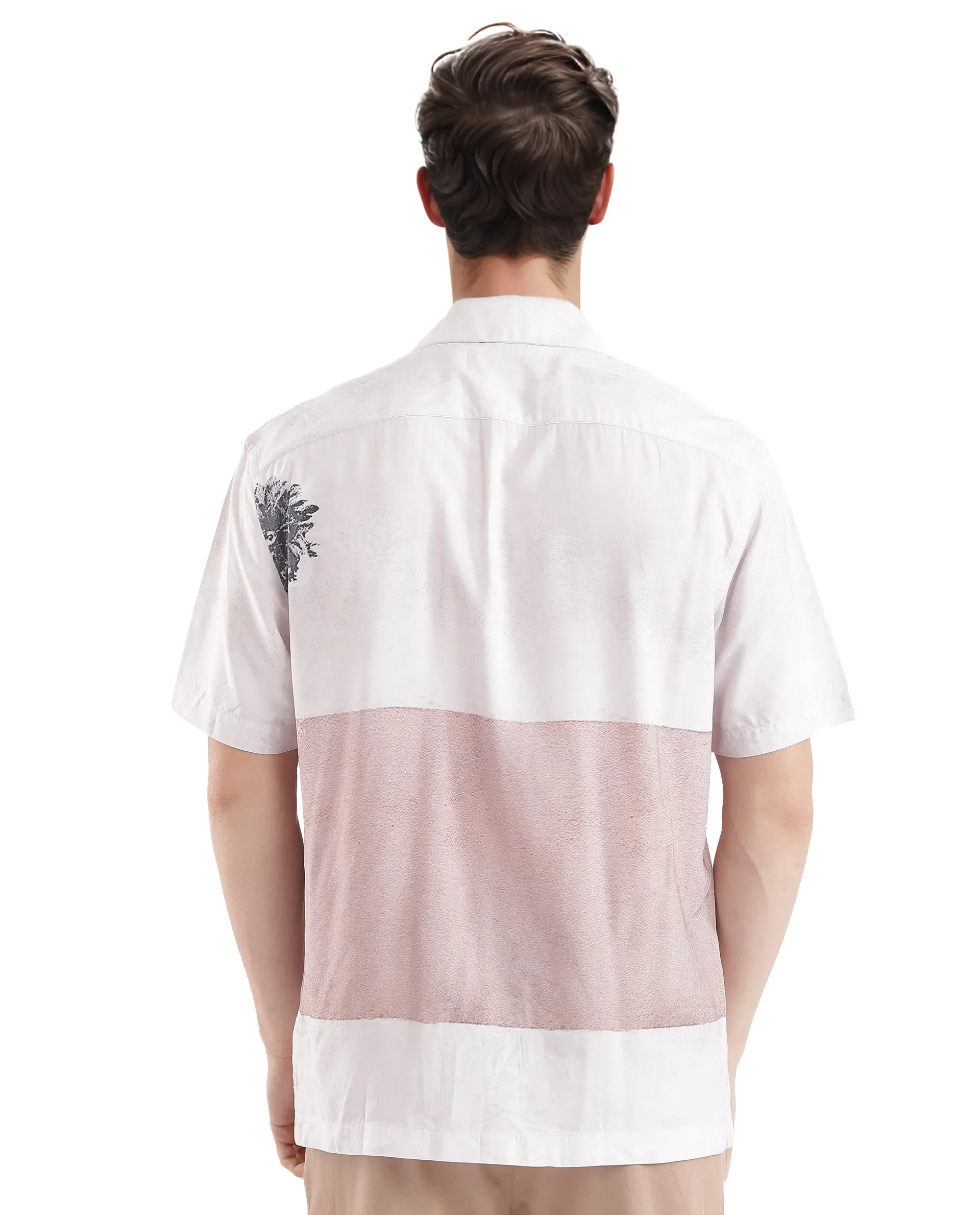 Rare Rabbit Men's Vint Beige Cotton Printed Boxy Fit Full Sleeve Cuban Collar Shirt - Image 4
